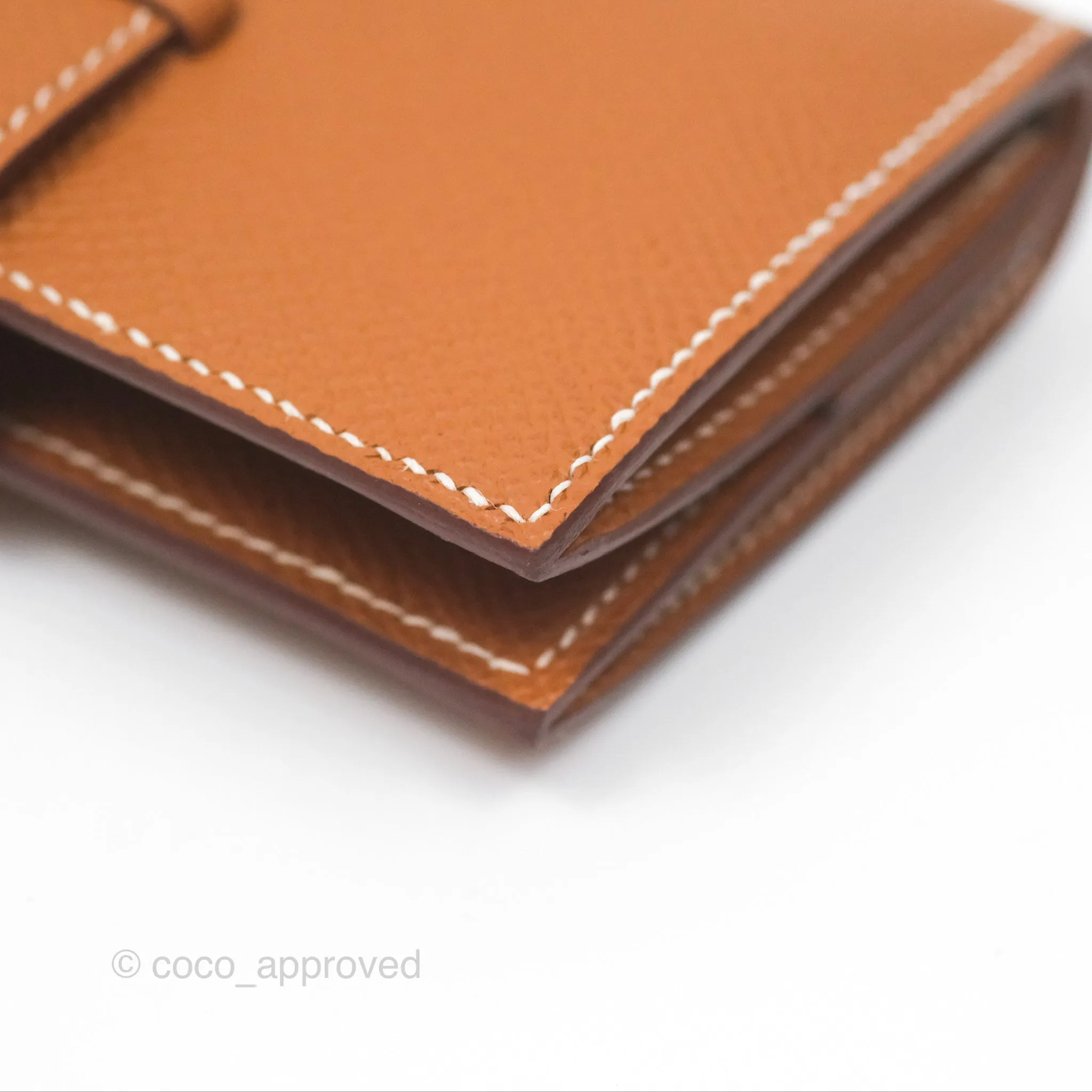 Hermes Bearn Mini Wallet Gold Epsom Gold Hardware