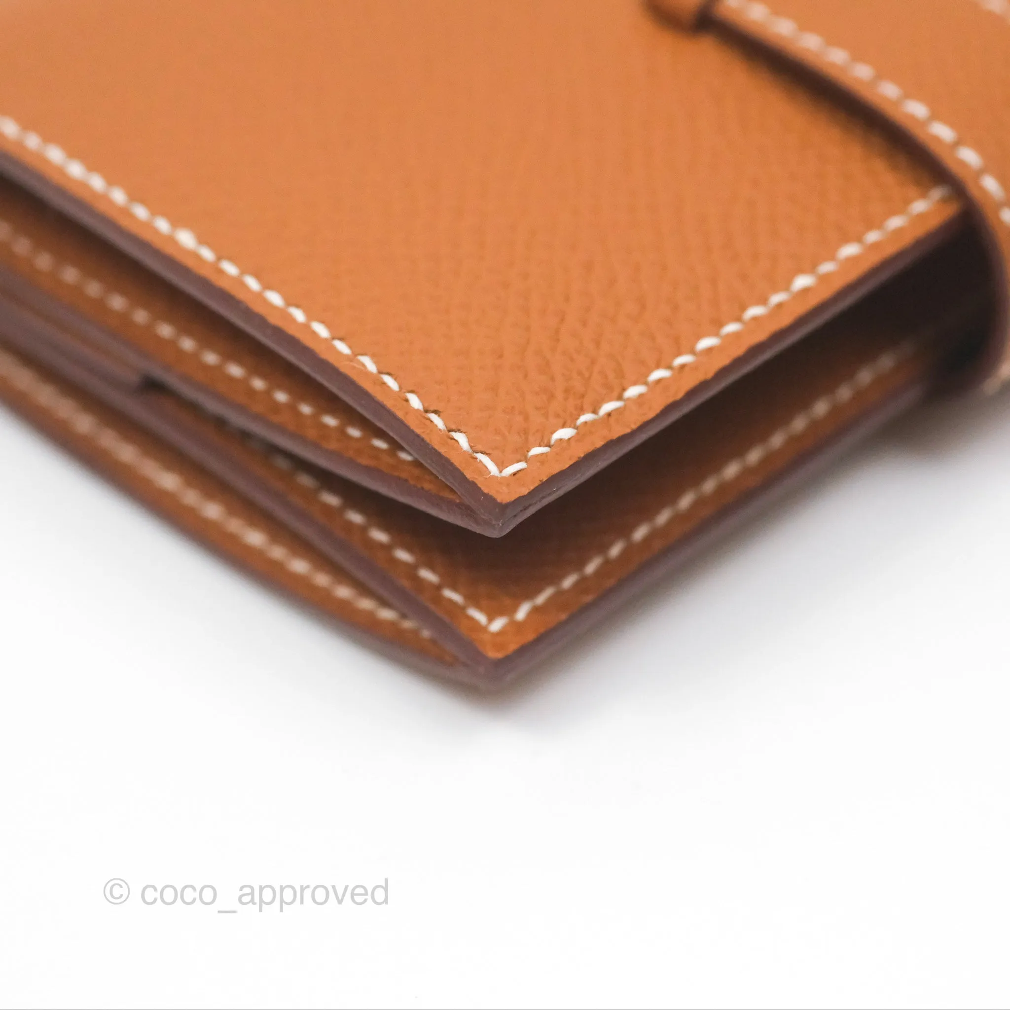 Hermes Bearn Mini Wallet Gold Epsom Gold Hardware