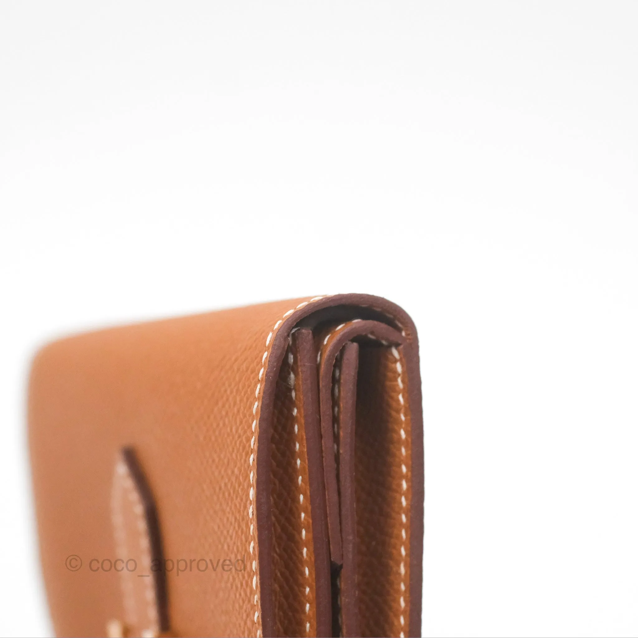 Hermes Bearn Mini Wallet Gold Epsom Gold Hardware