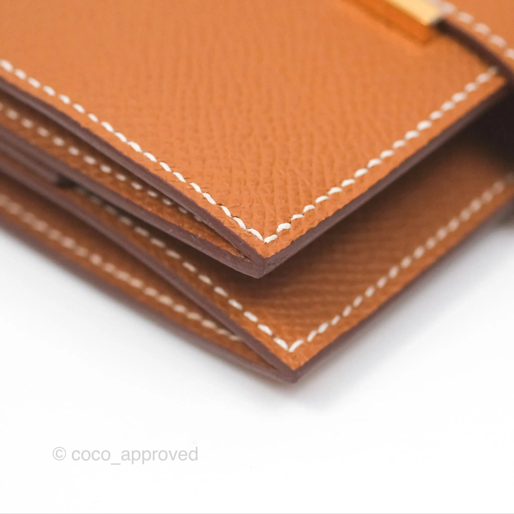 Hermes Bearn Mini Wallet Gold Epsom Gold Hardware