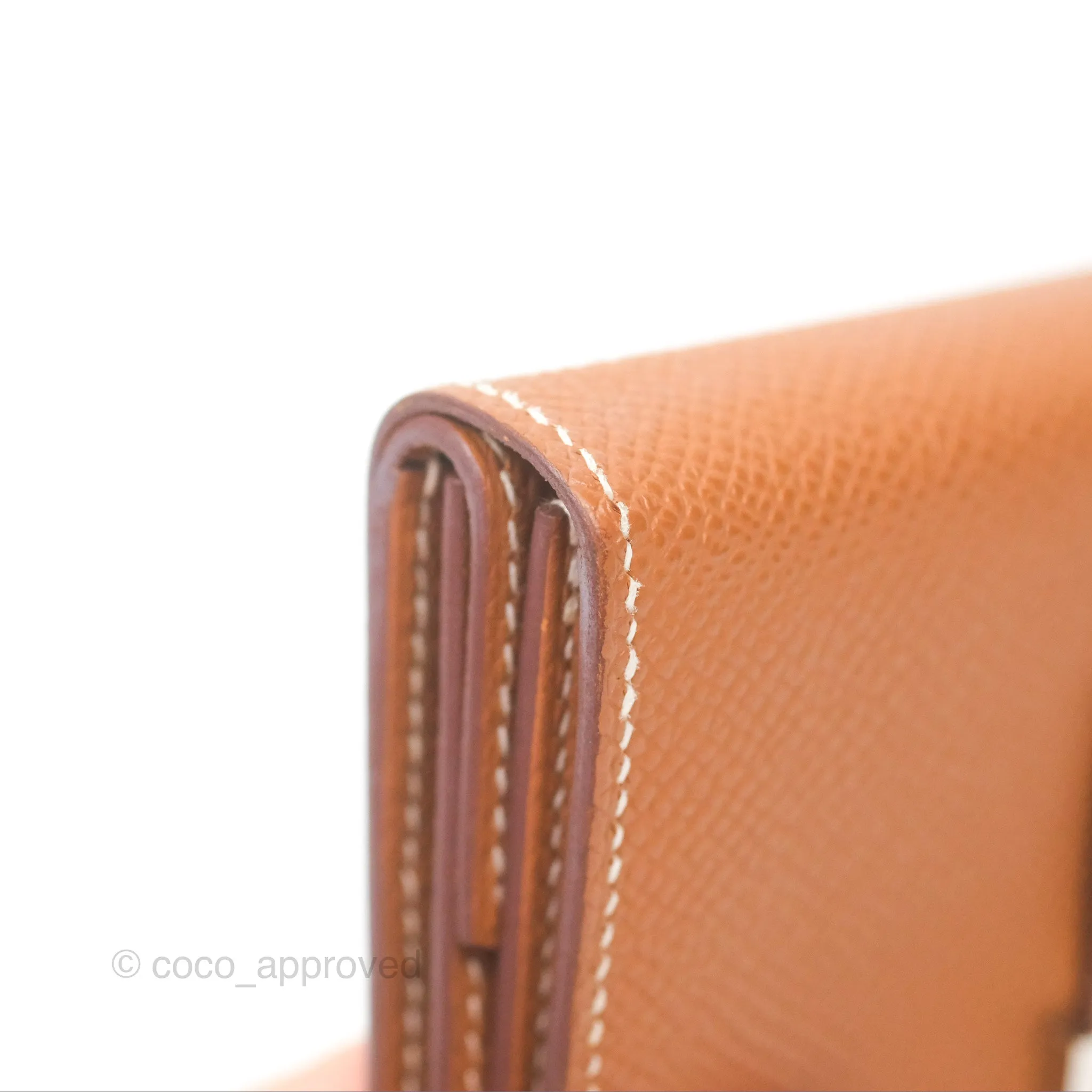 Hermes Bearn Mini Wallet Gold Epsom Palladium Hardware