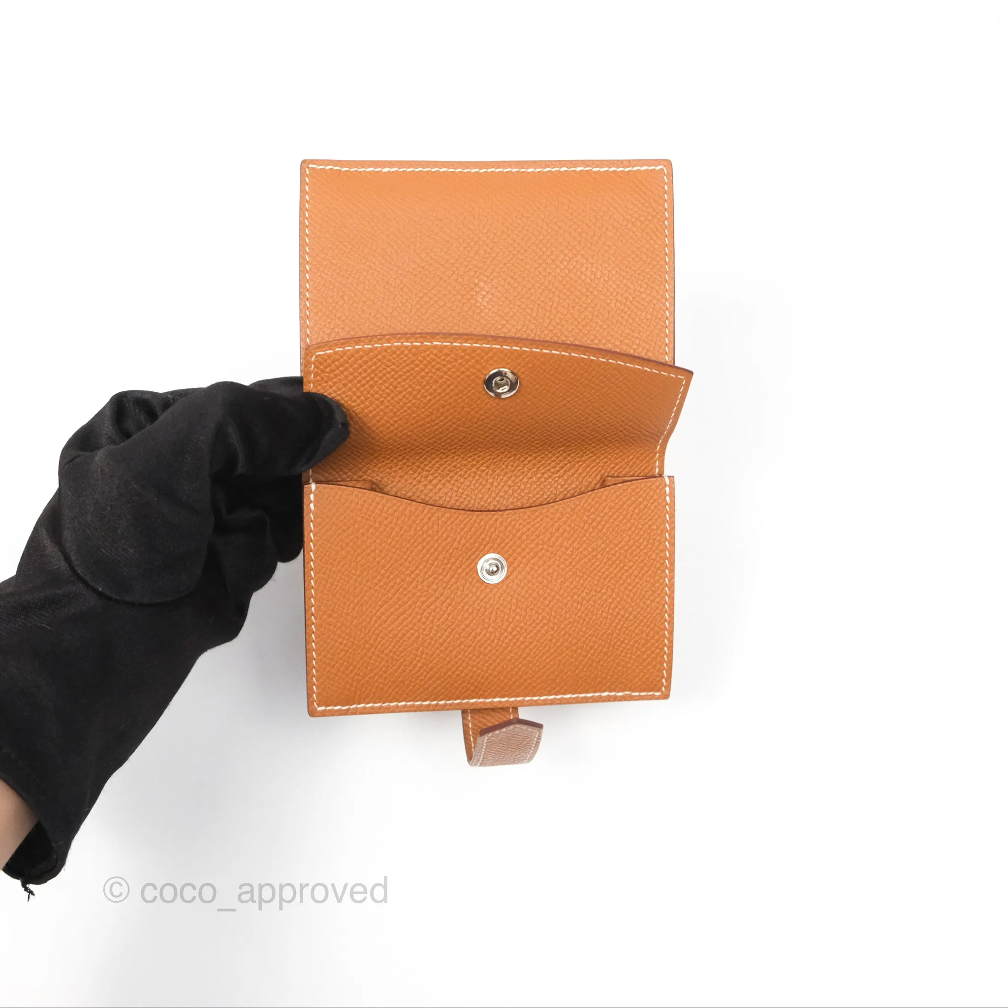 Hermes Bearn Mini Wallet Gold Epsom Palladium Hardware