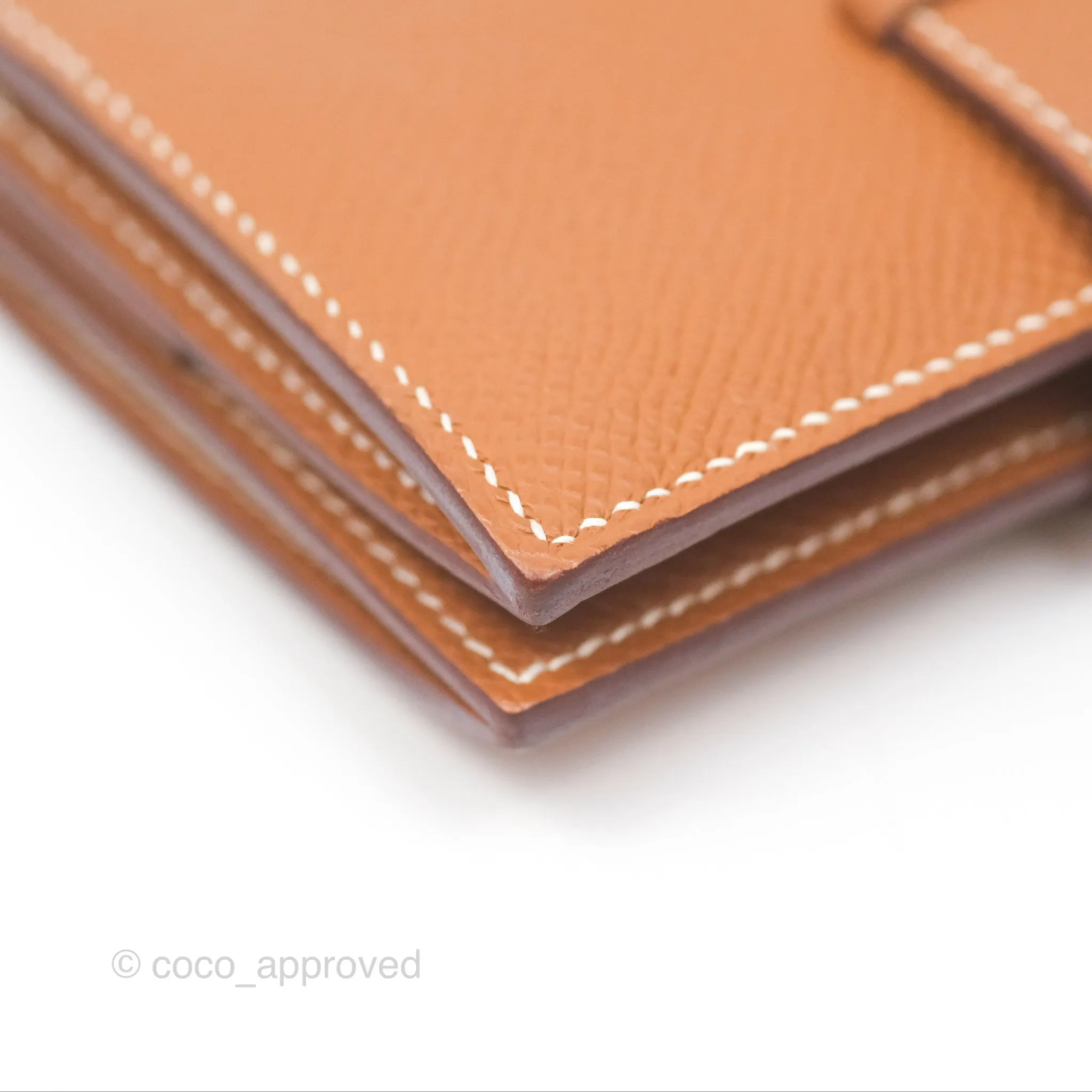 Hermes Bearn Mini Wallet Gold Epsom Palladium Hardware