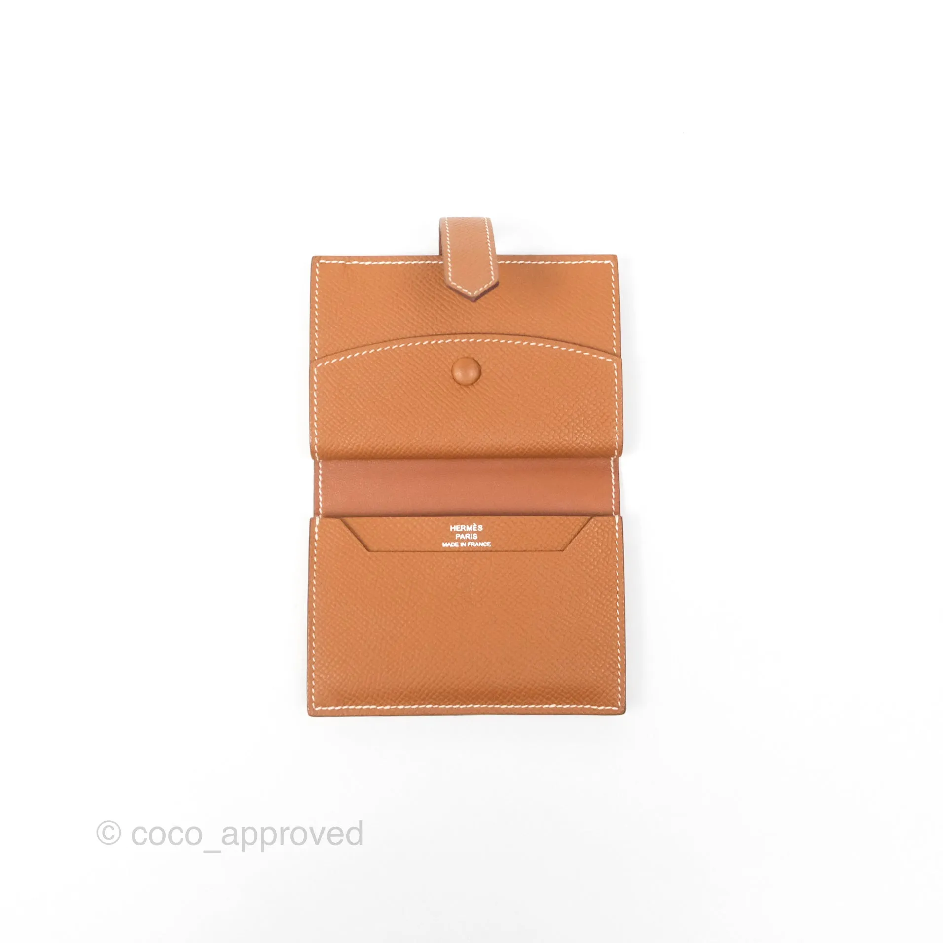 Hermes Bearn Mini Wallet Gold Epsom Palladium Hardware