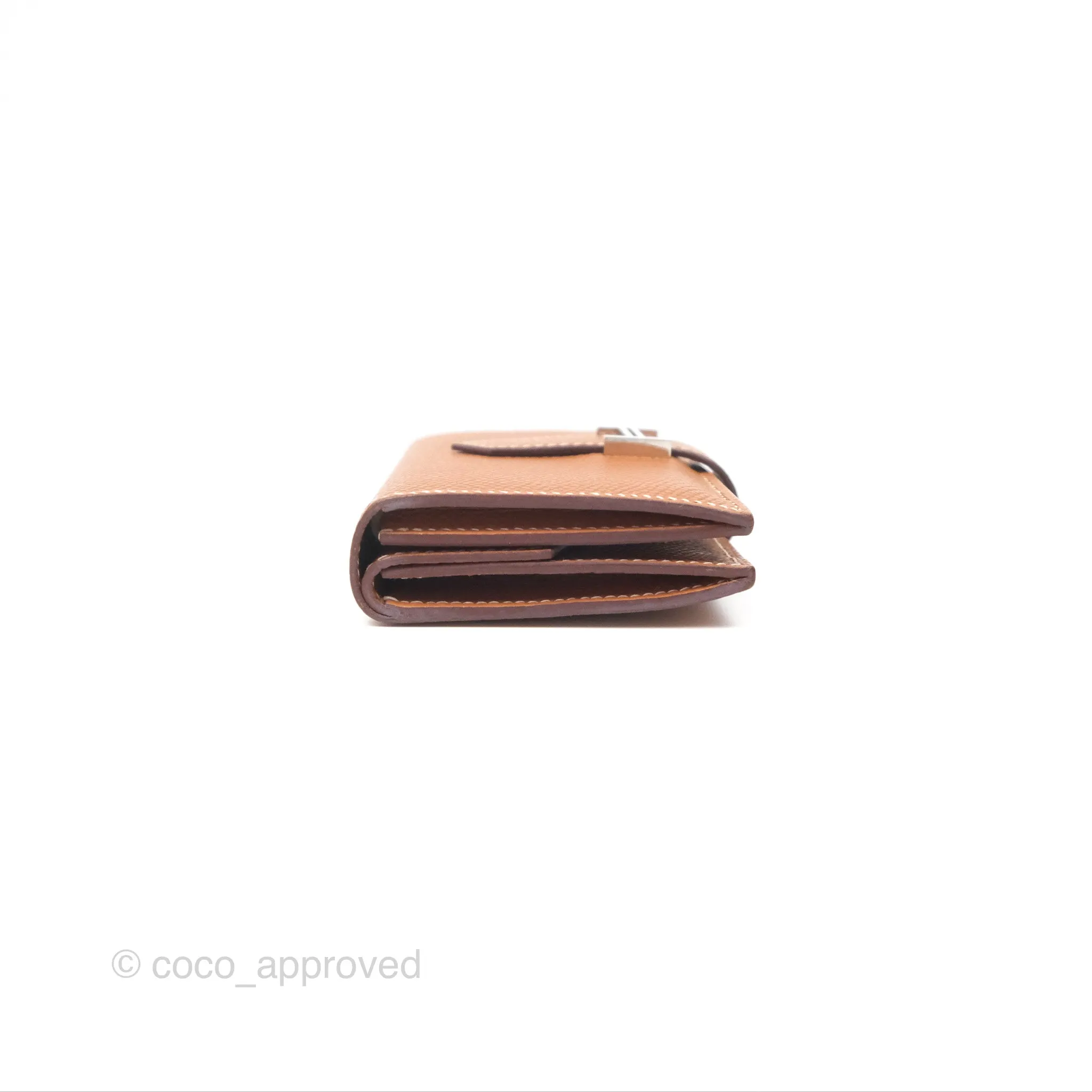 Hermes Bearn Mini Wallet Gold Epsom Palladium Hardware