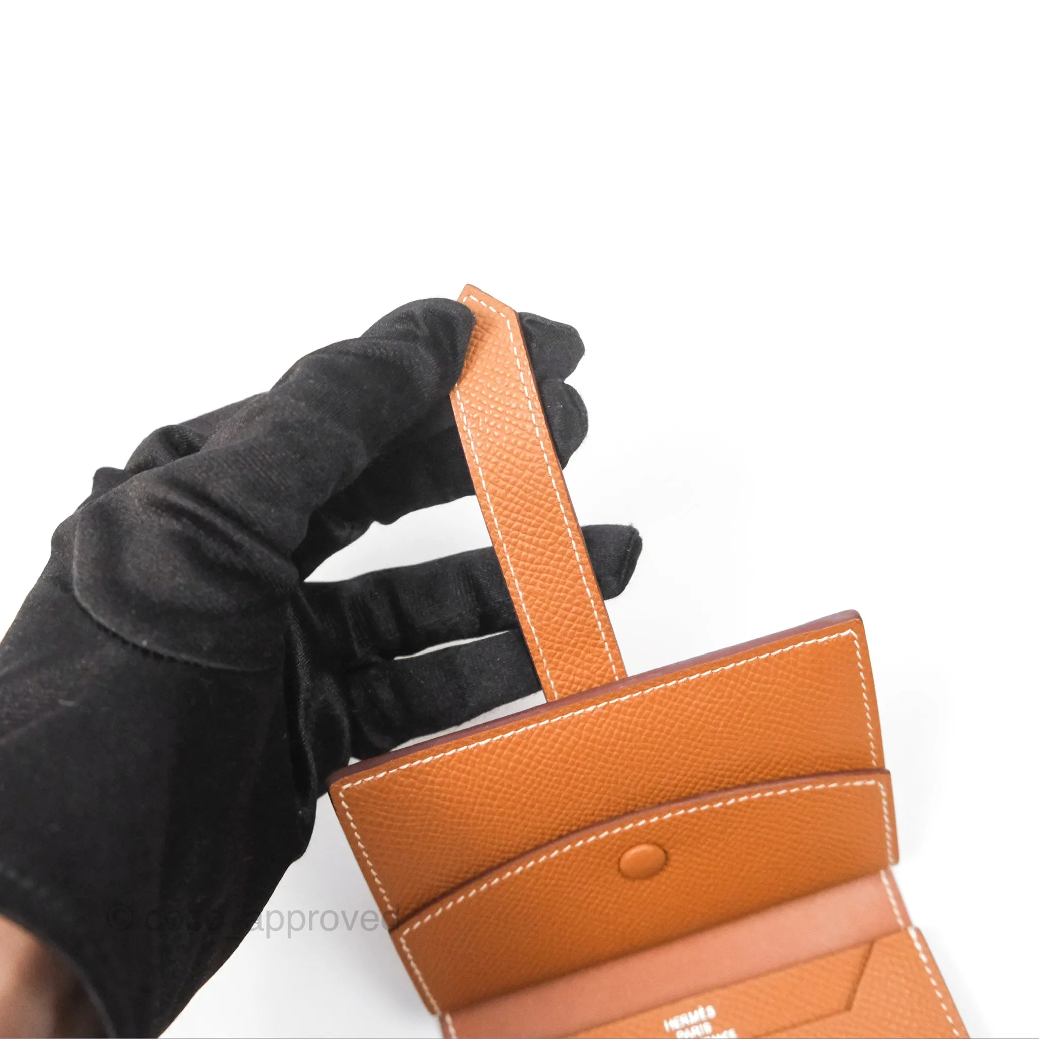 Hermes Bearn Mini Wallet Gold Epsom Palladium Hardware