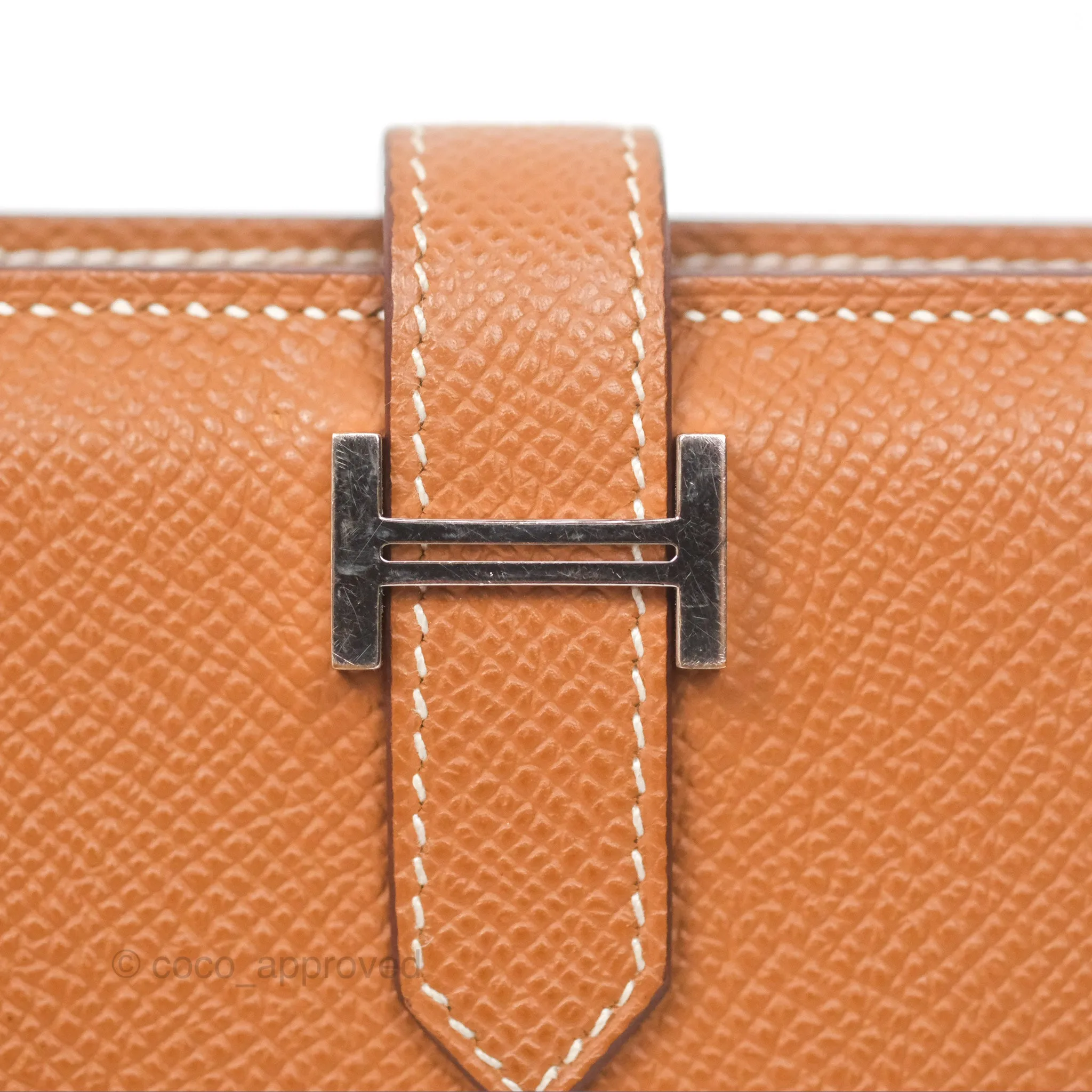 Hermes Bearn Mini Wallet Gold Epsom Palladium Hardware