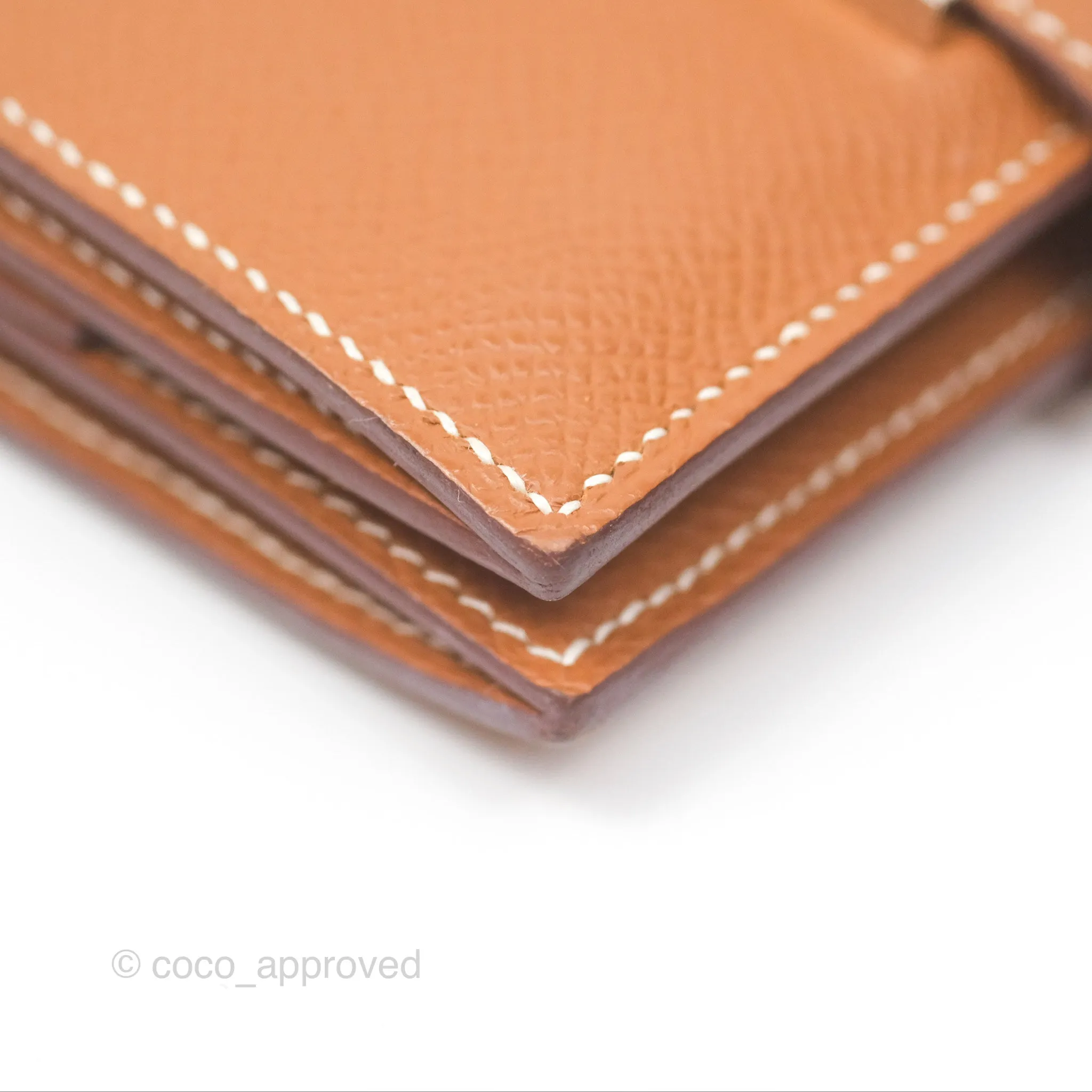 Hermes Bearn Mini Wallet Gold Epsom Palladium Hardware