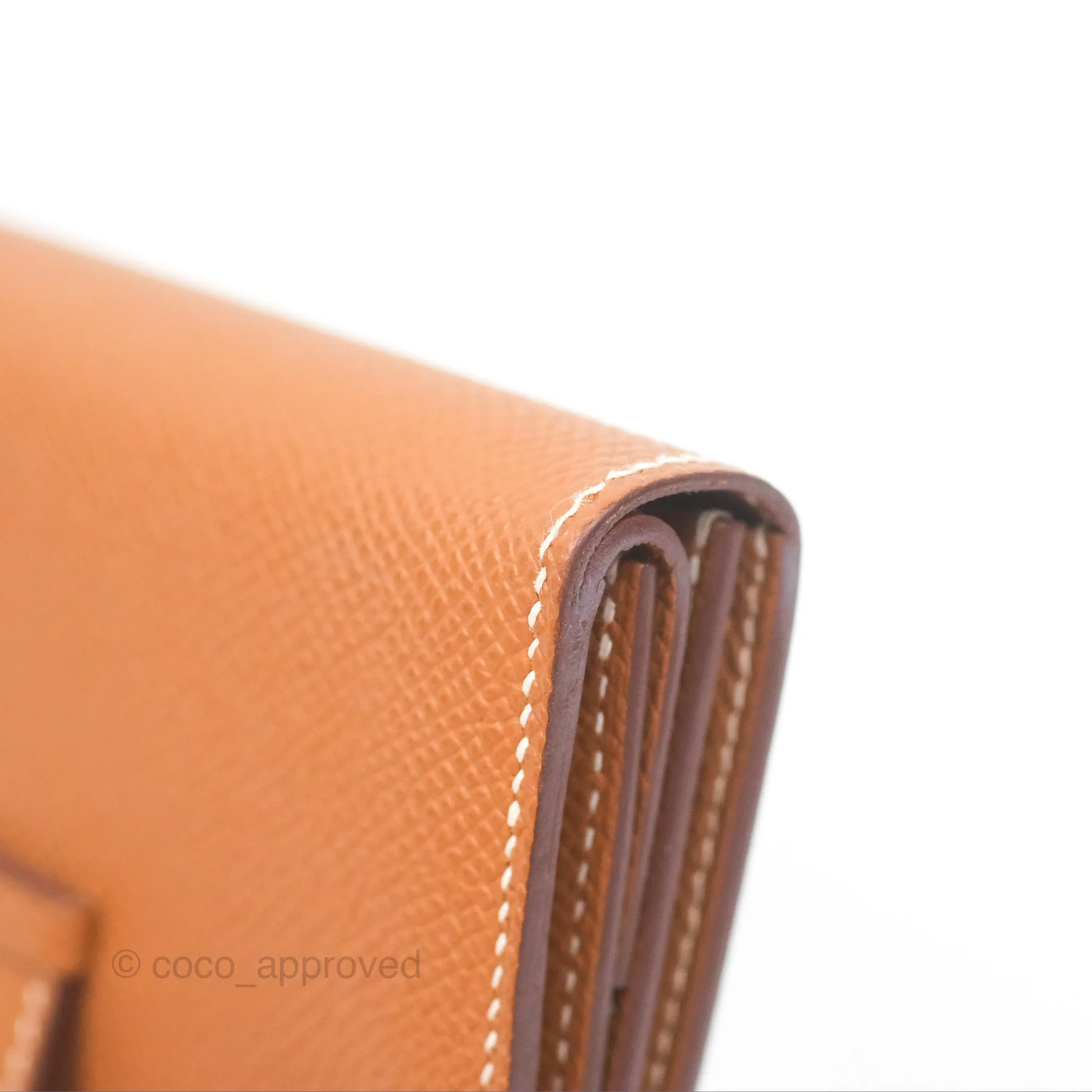 Hermes Bearn Mini Wallet Gold Epsom Palladium Hardware