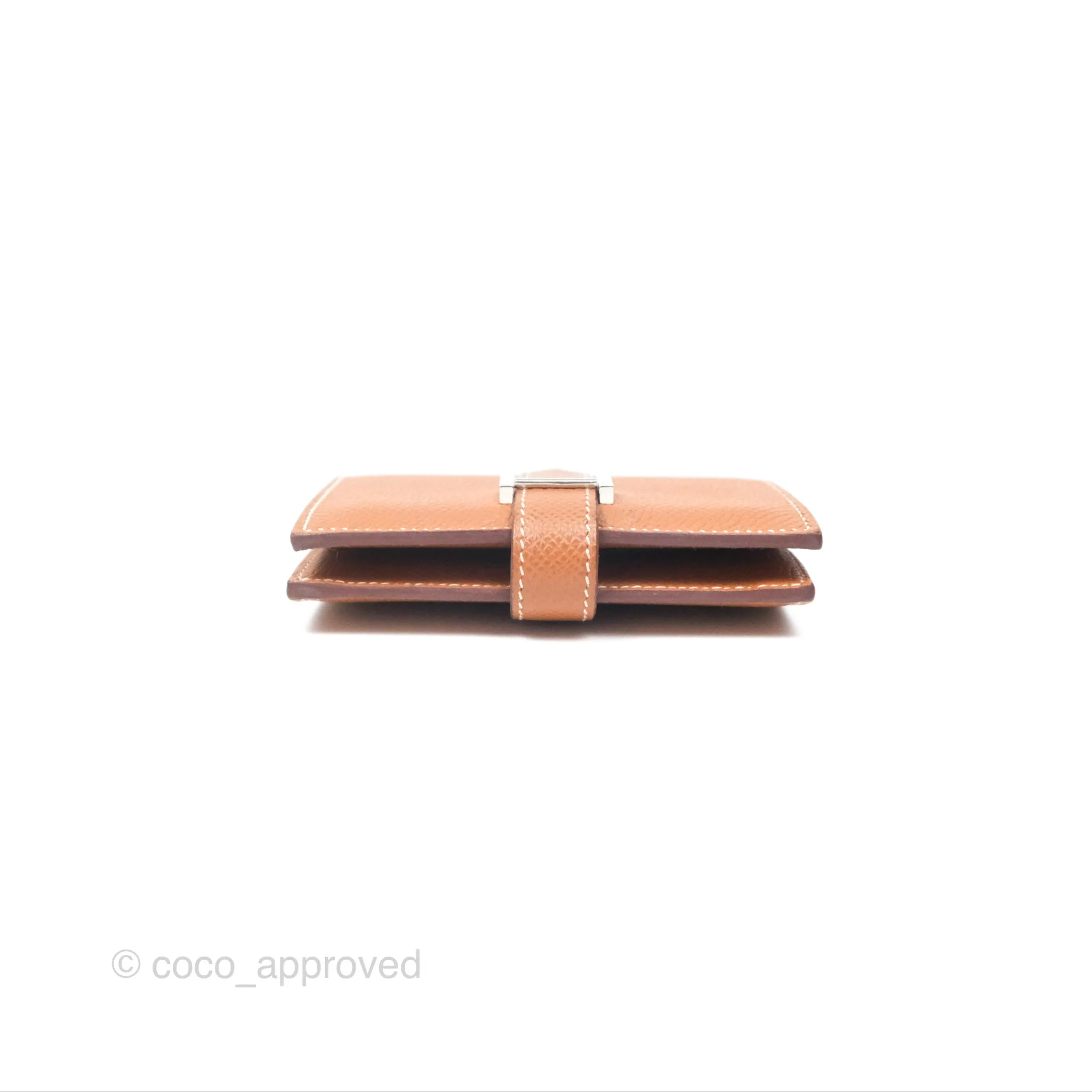 Hermes Bearn Mini Wallet Gold Epsom Palladium Hardware