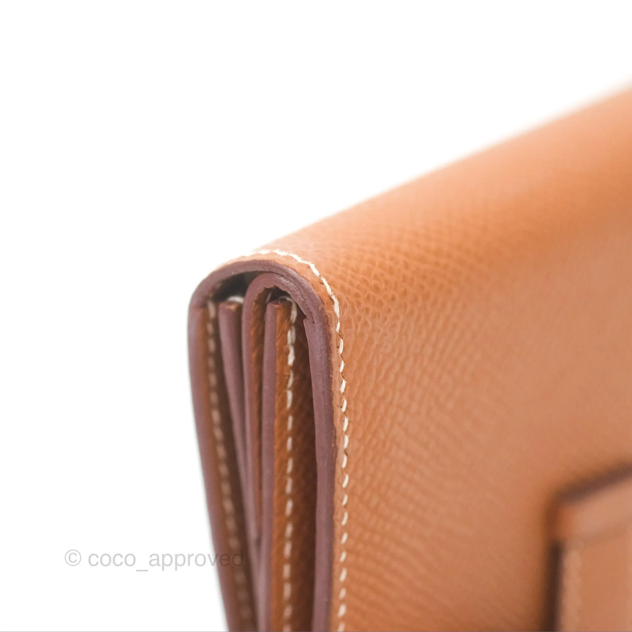 Hermes Bearn Mini Wallet Gold Epsom Palladium Hardware