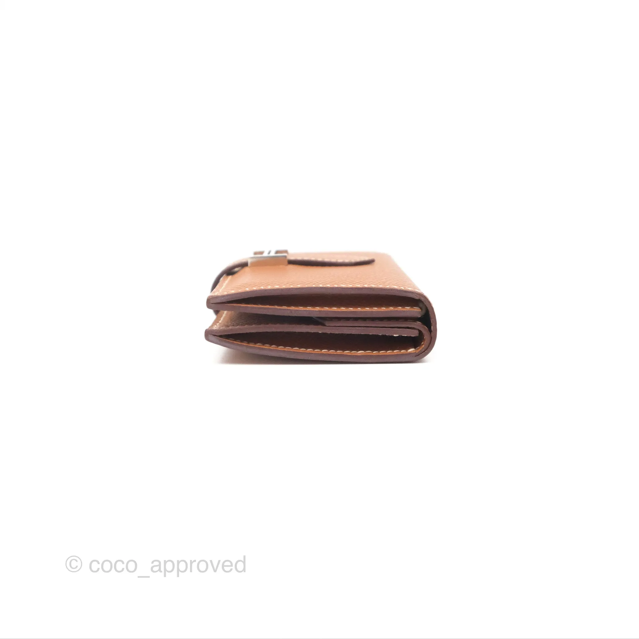 Hermes Bearn Mini Wallet Gold Epsom Palladium Hardware