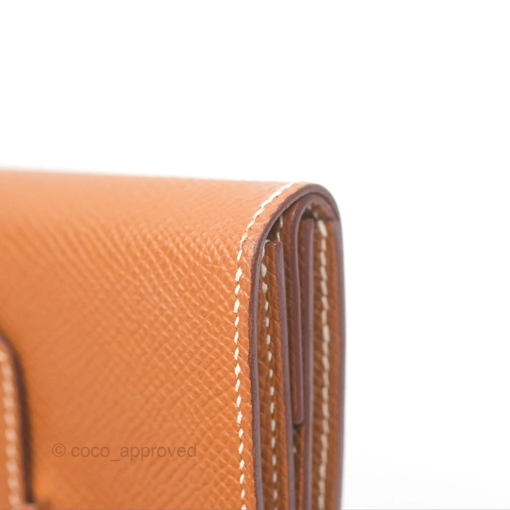 Hermes Bearn Mini Wallet Gold Epsom Palladium Hardware