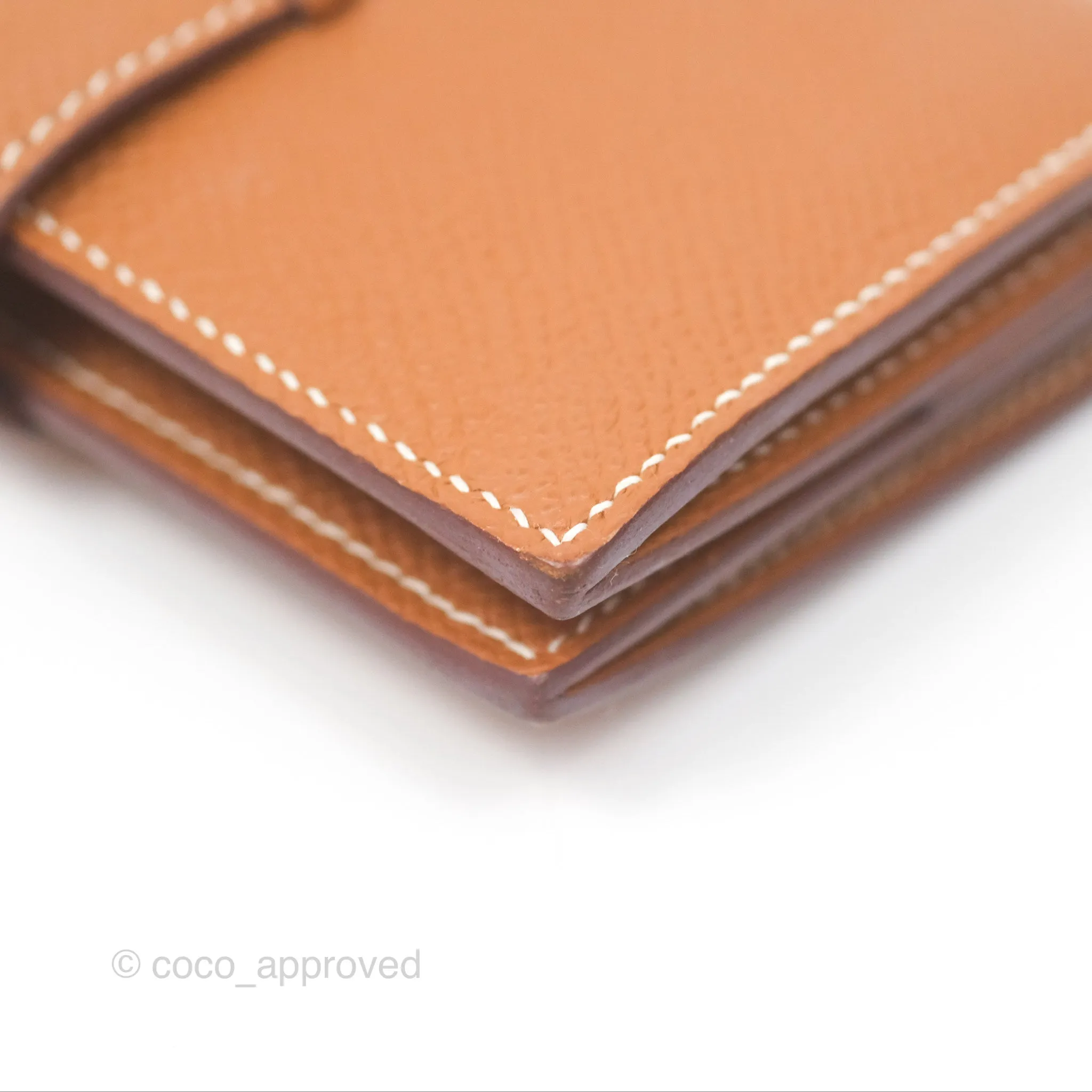 Hermes Bearn Mini Wallet Gold Epsom Palladium Hardware