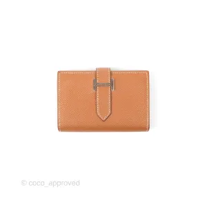 Hermes Bearn Mini Wallet Gold Epsom Palladium Hardware
