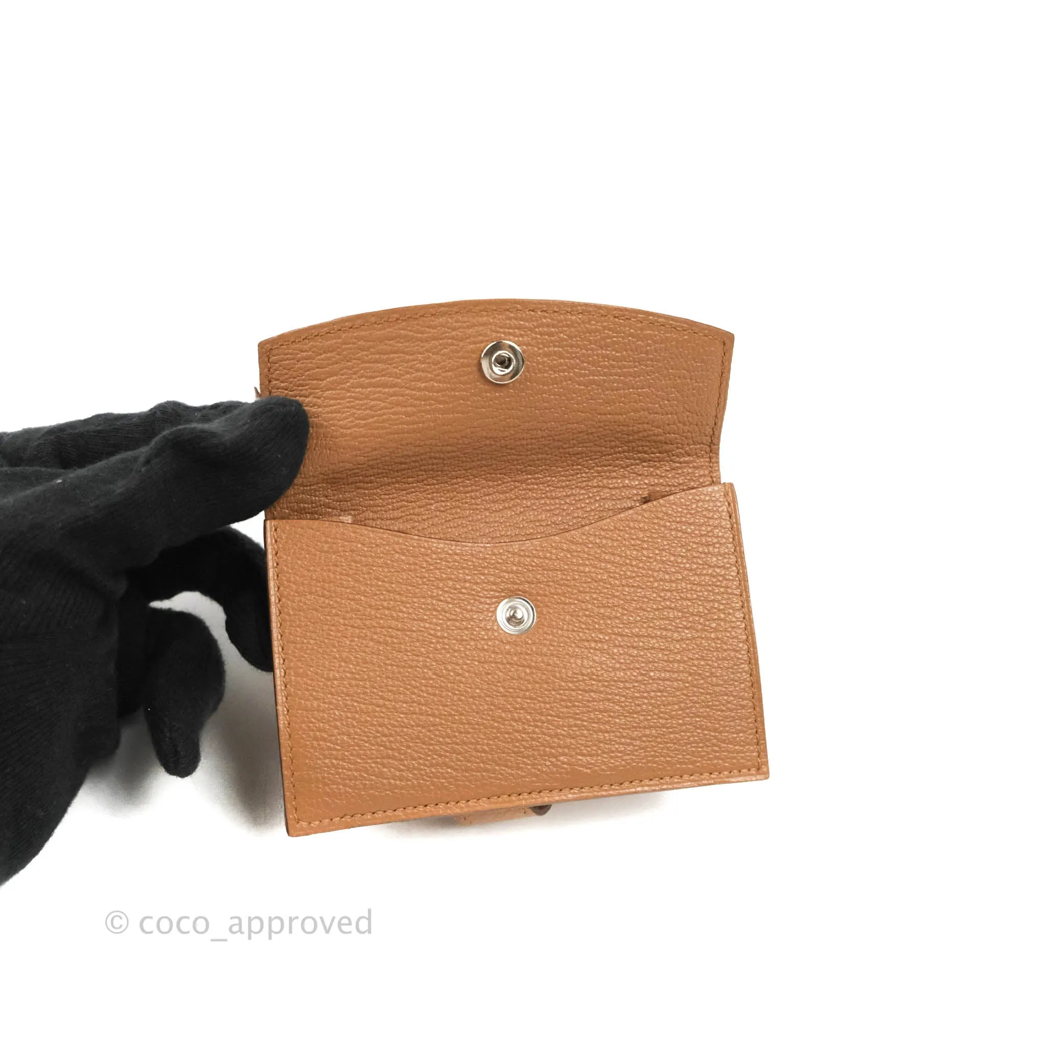Hermes Bearn Mini Wallet Quebracho Chevre Mysore Palladium Hardware