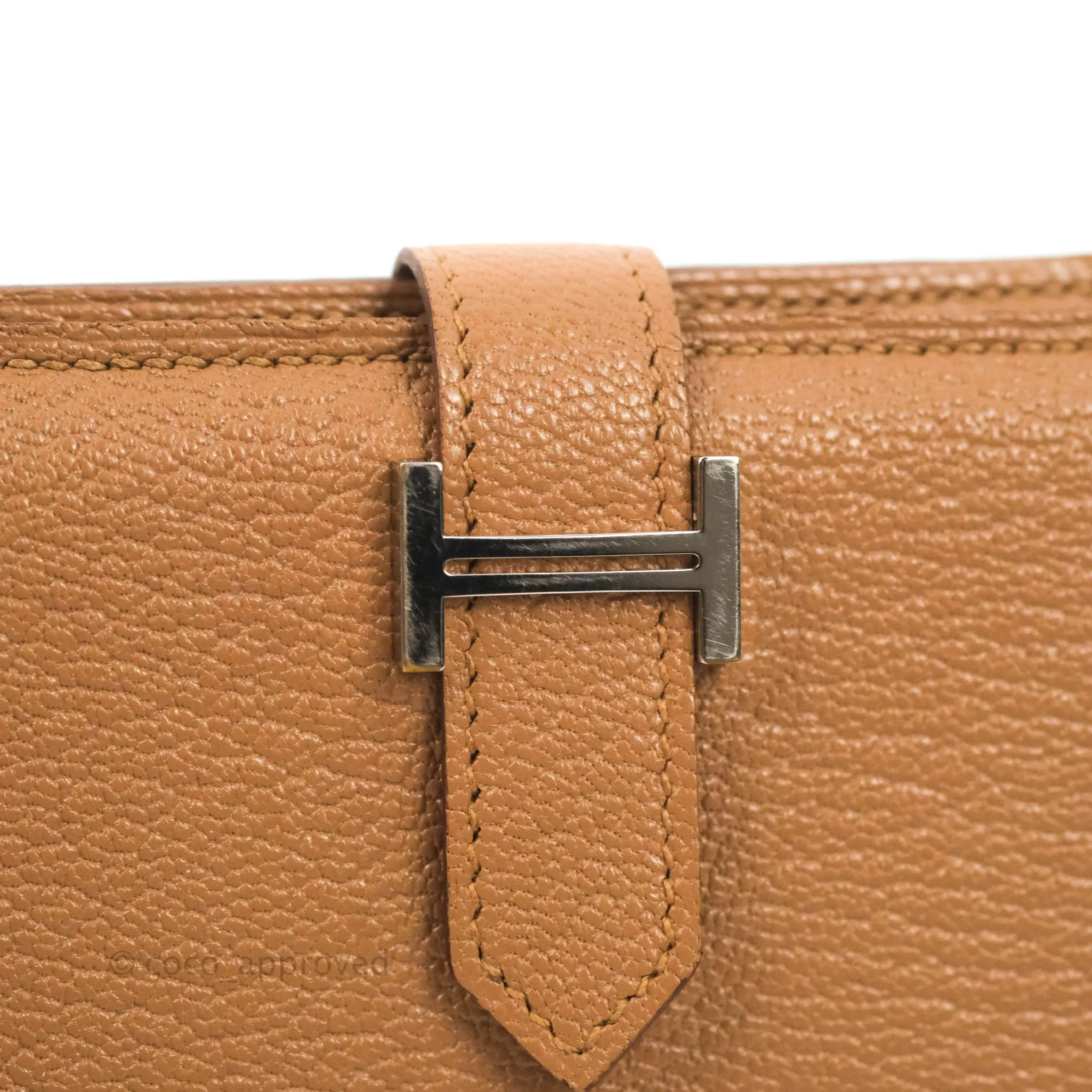 Hermes Bearn Mini Wallet Quebracho Chevre Mysore Palladium Hardware