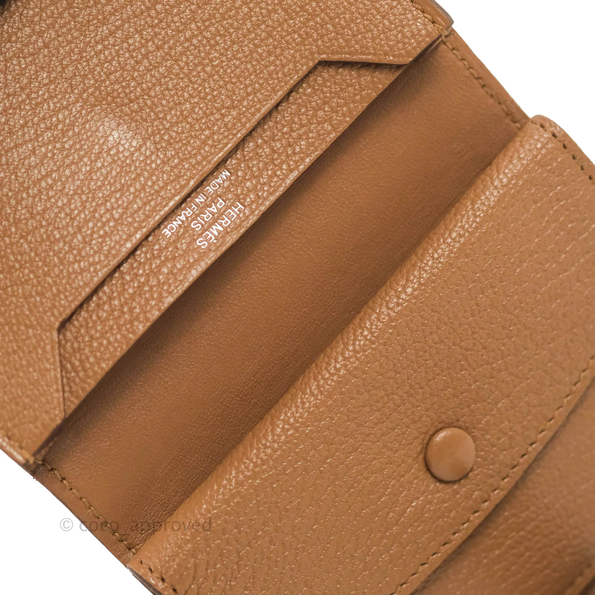 Hermes Bearn Mini Wallet Quebracho Chevre Mysore Palladium Hardware