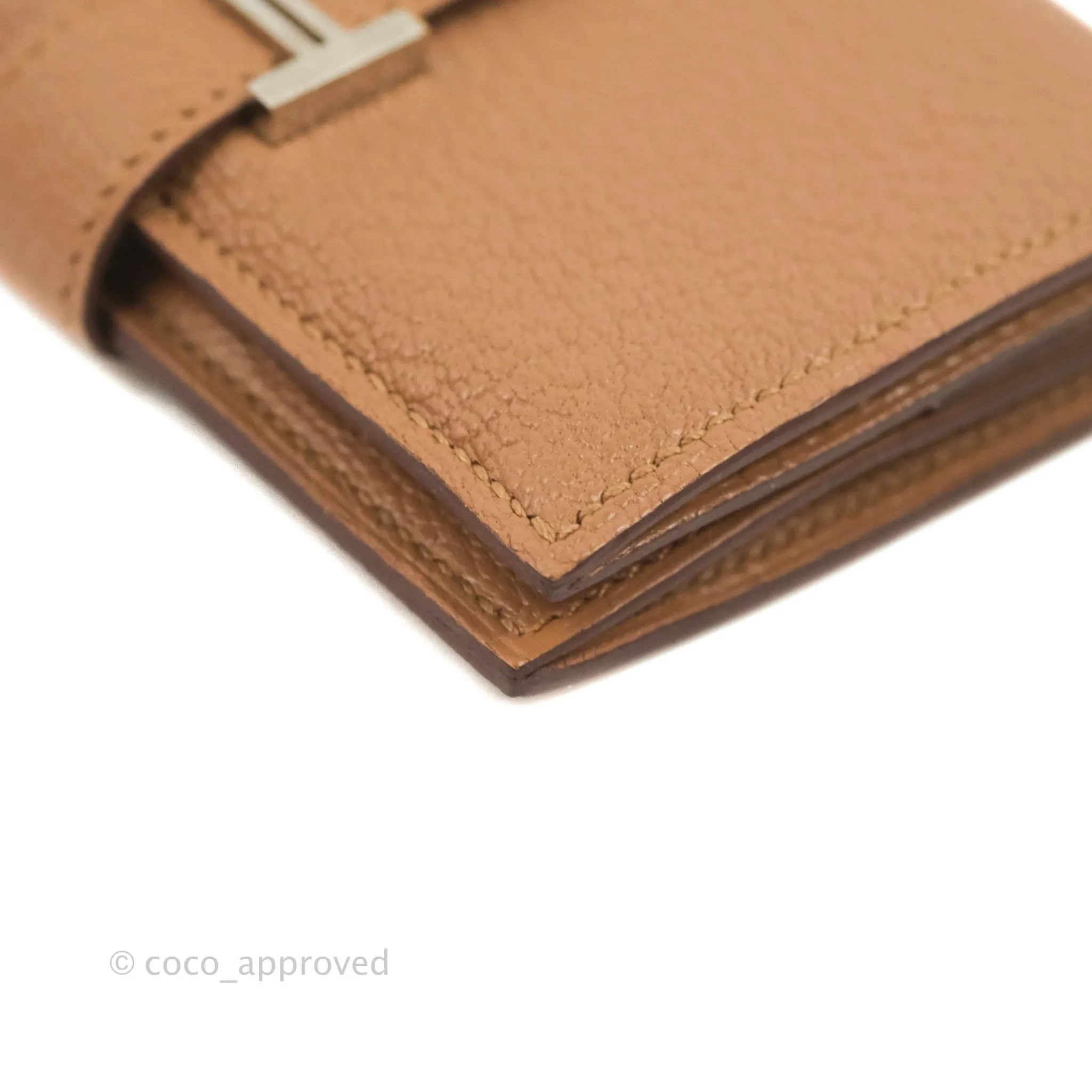 Hermes Bearn Mini Wallet Quebracho Chevre Mysore Palladium Hardware