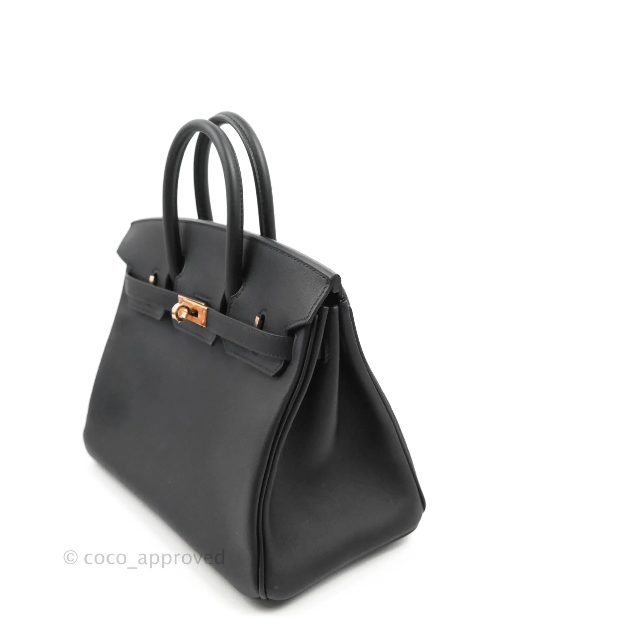 Hermes Birkin 25 Black Swift Rose Gold Hardware