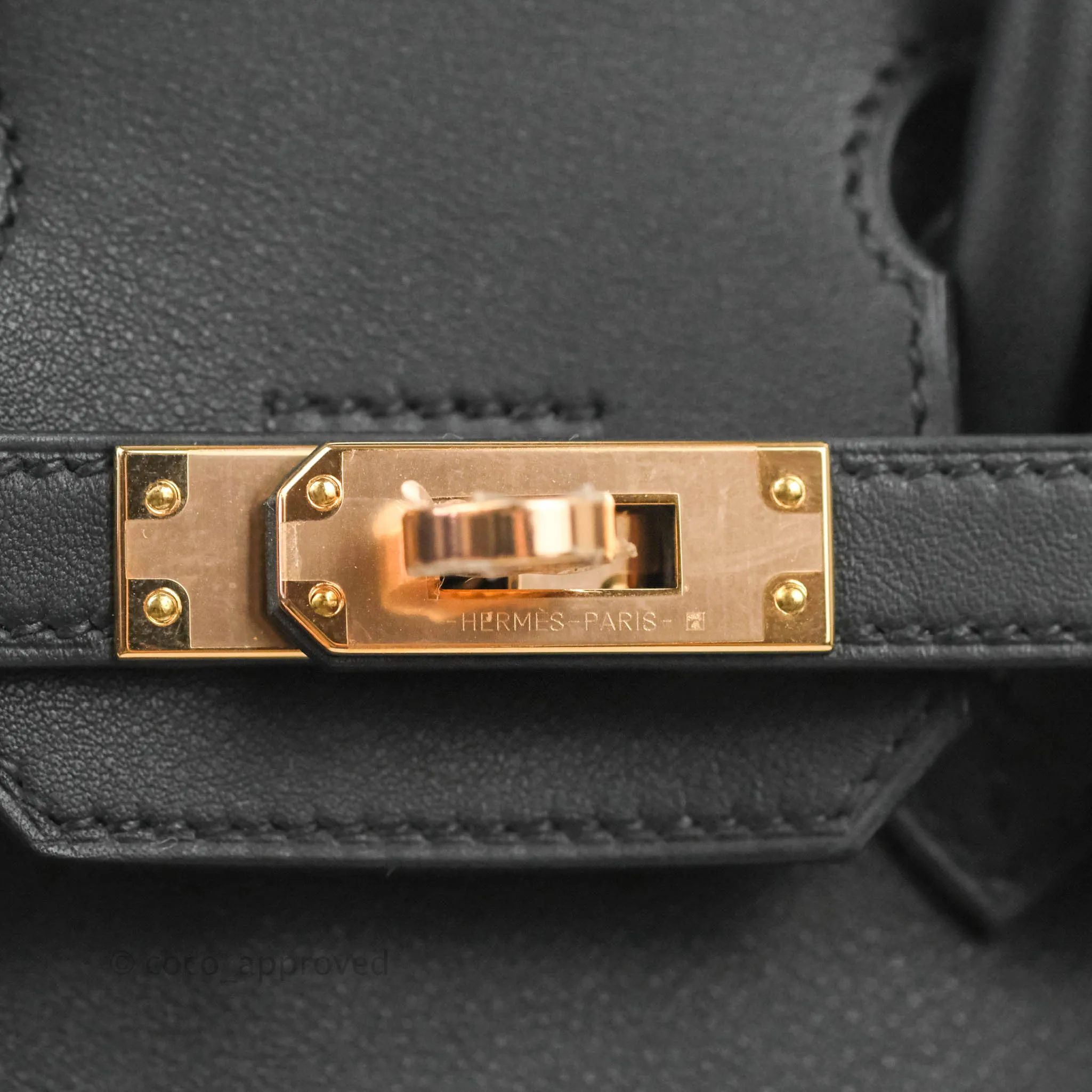 Hermes Birkin 25 Black Swift Rose Gold Hardware