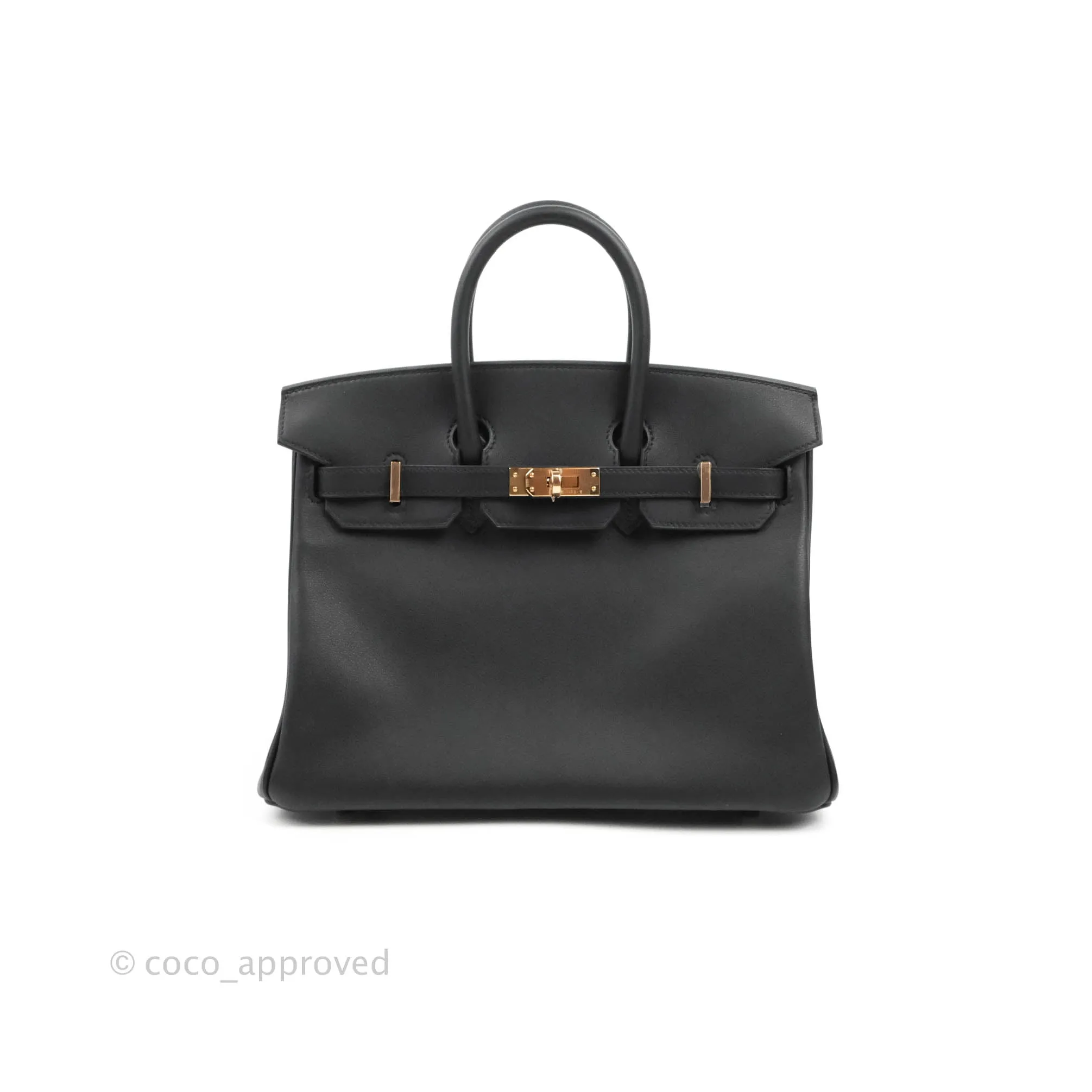 Hermes Birkin 25 Black Swift Rose Gold Hardware