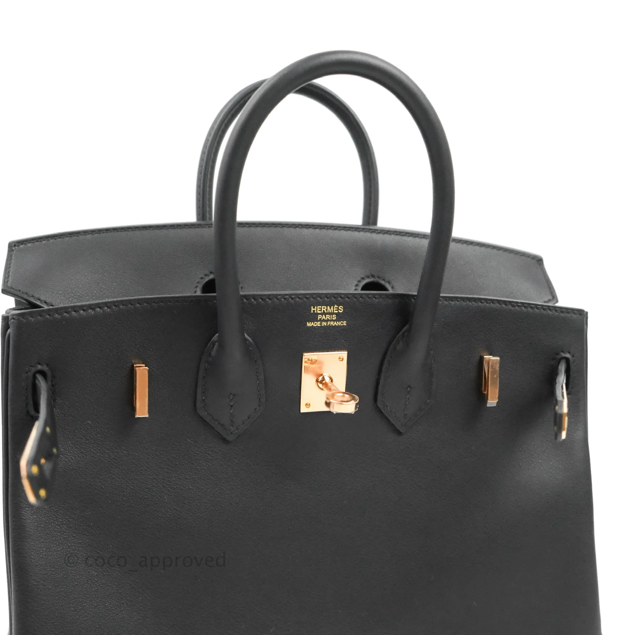 Hermes Birkin 25 Black Swift Rose Gold Hardware