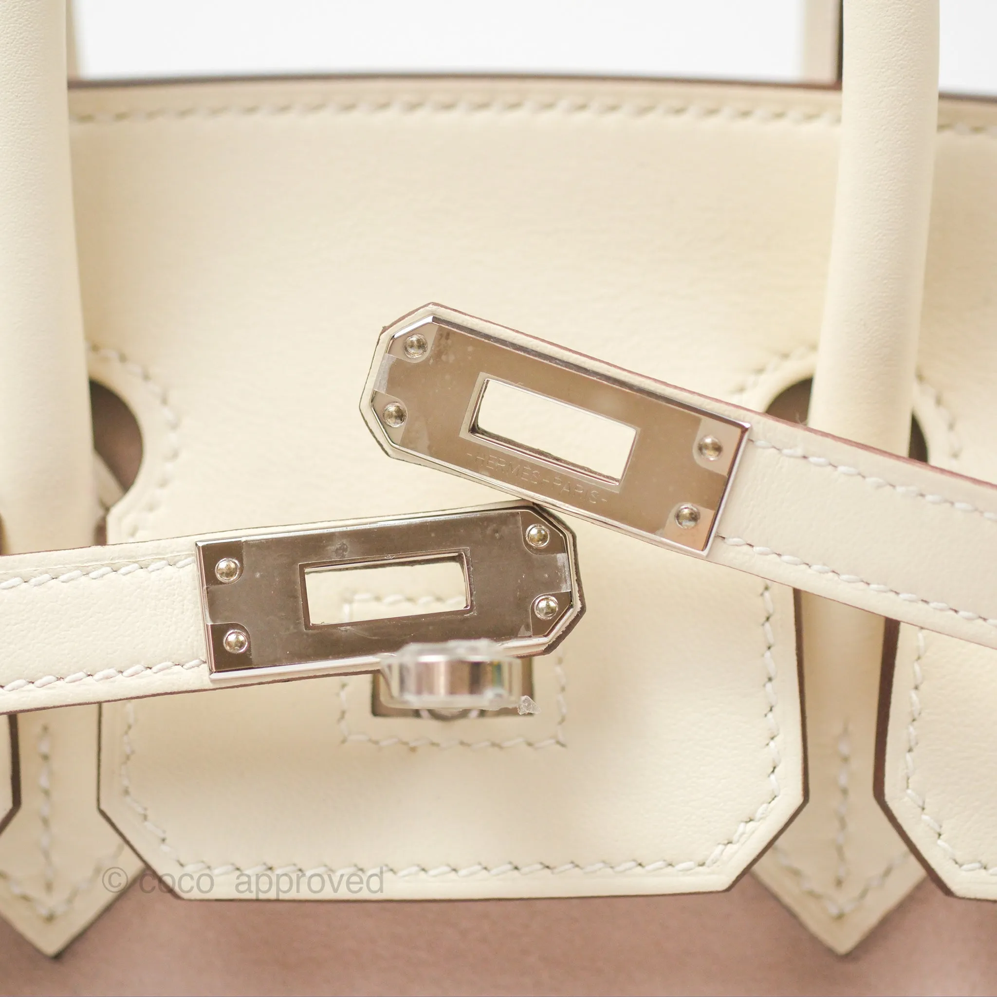 Hermes Birkin 25 Glycine Grizzly/Nata Swift Palladium Hardware