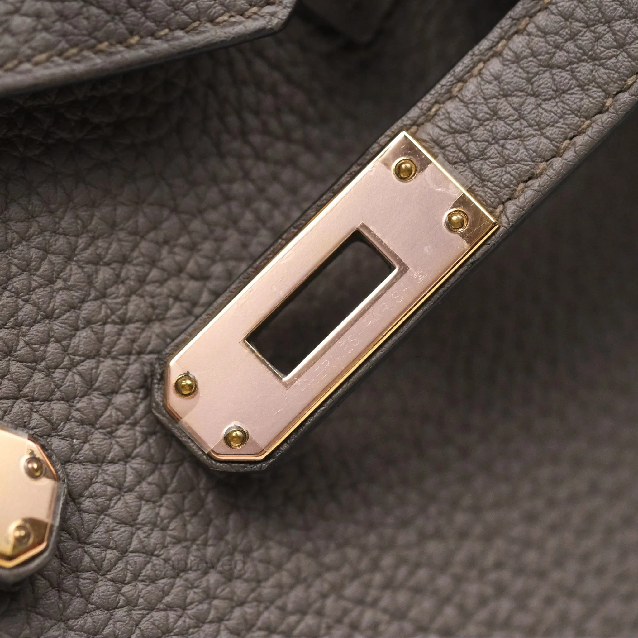 Hermes Birkin 25 Retourne Etain 8F Togo Gold Hardware