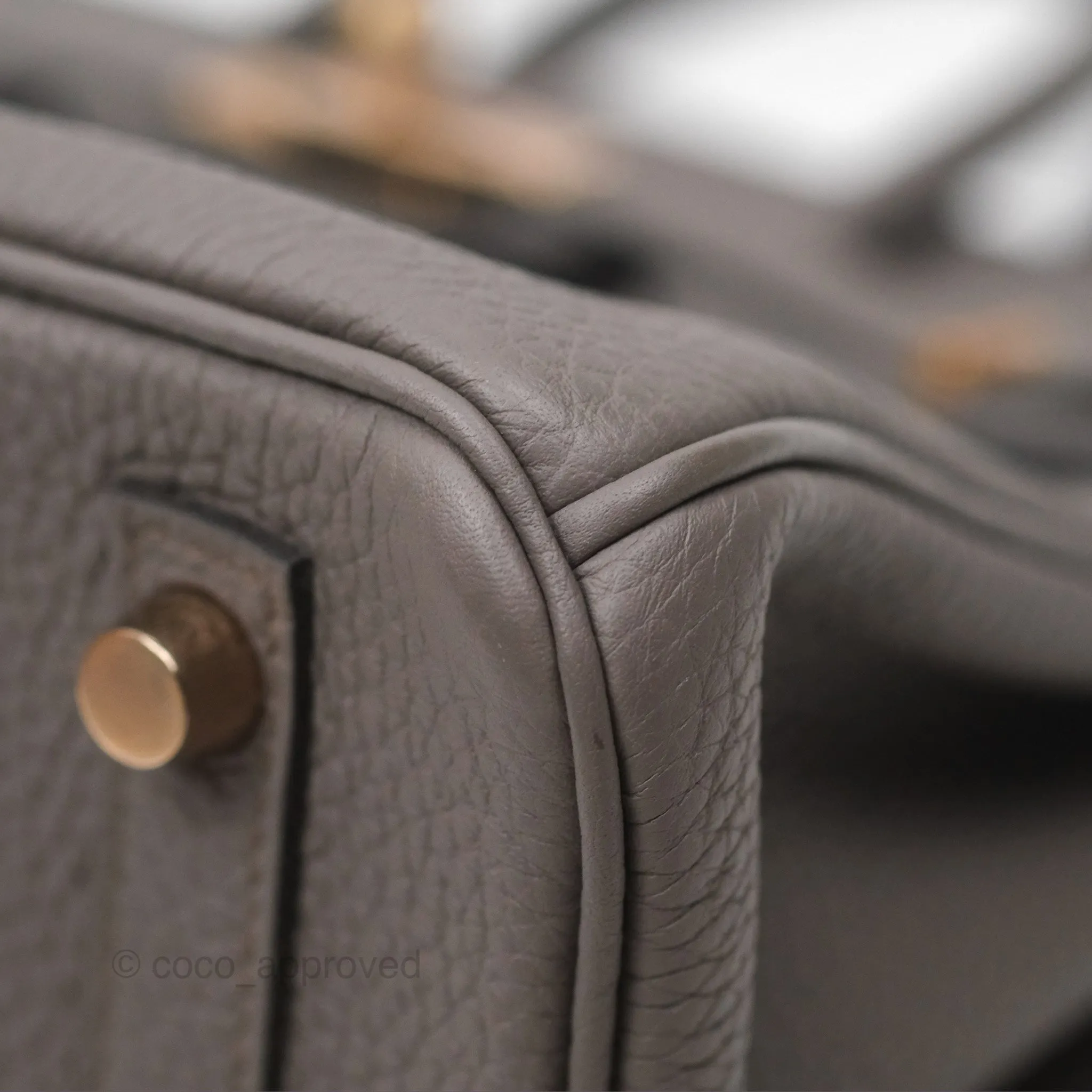 Hermes Birkin 25 Retourne Etain 8F Togo Gold Hardware