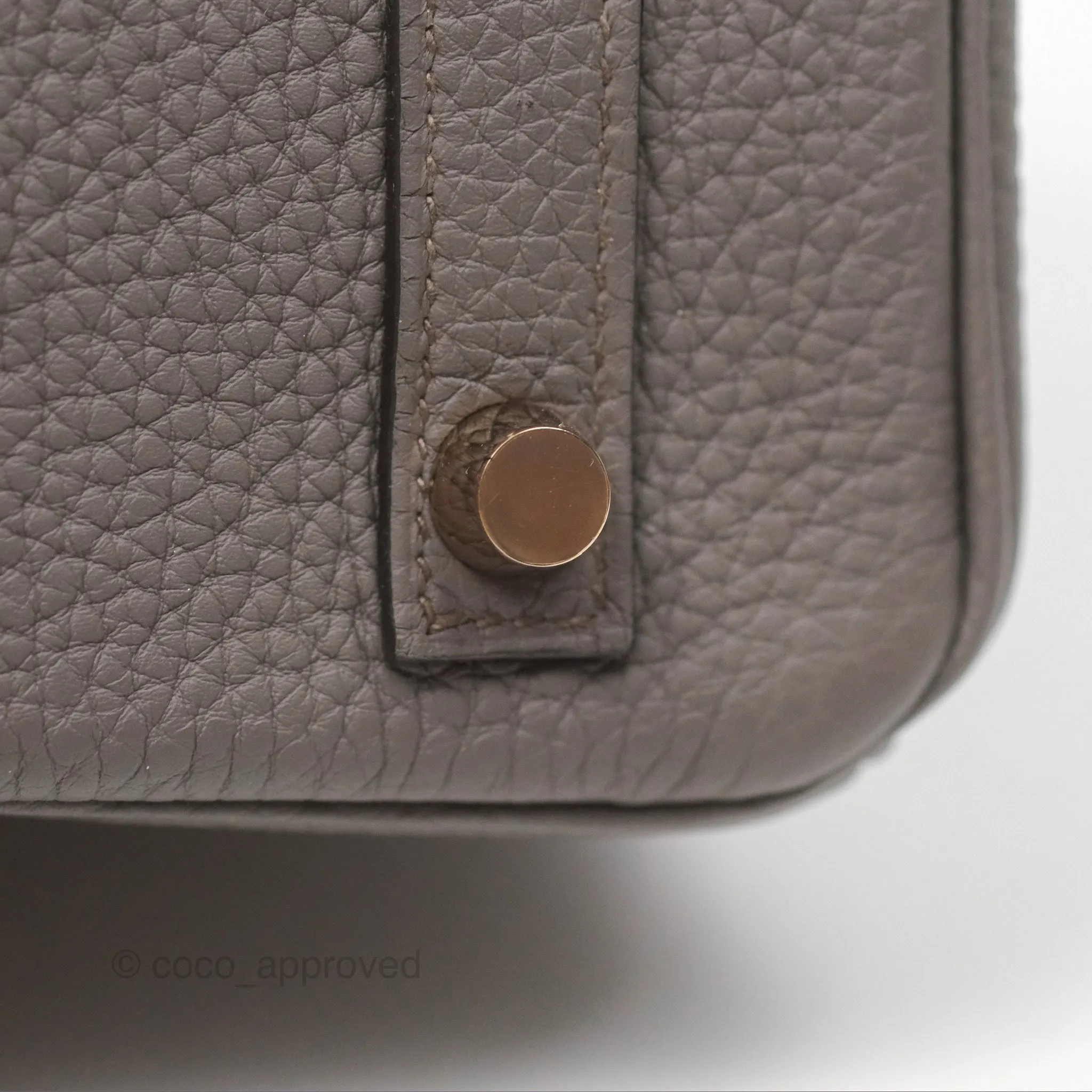 Hermes Birkin 25 Retourne Etain 8F Togo Gold Hardware