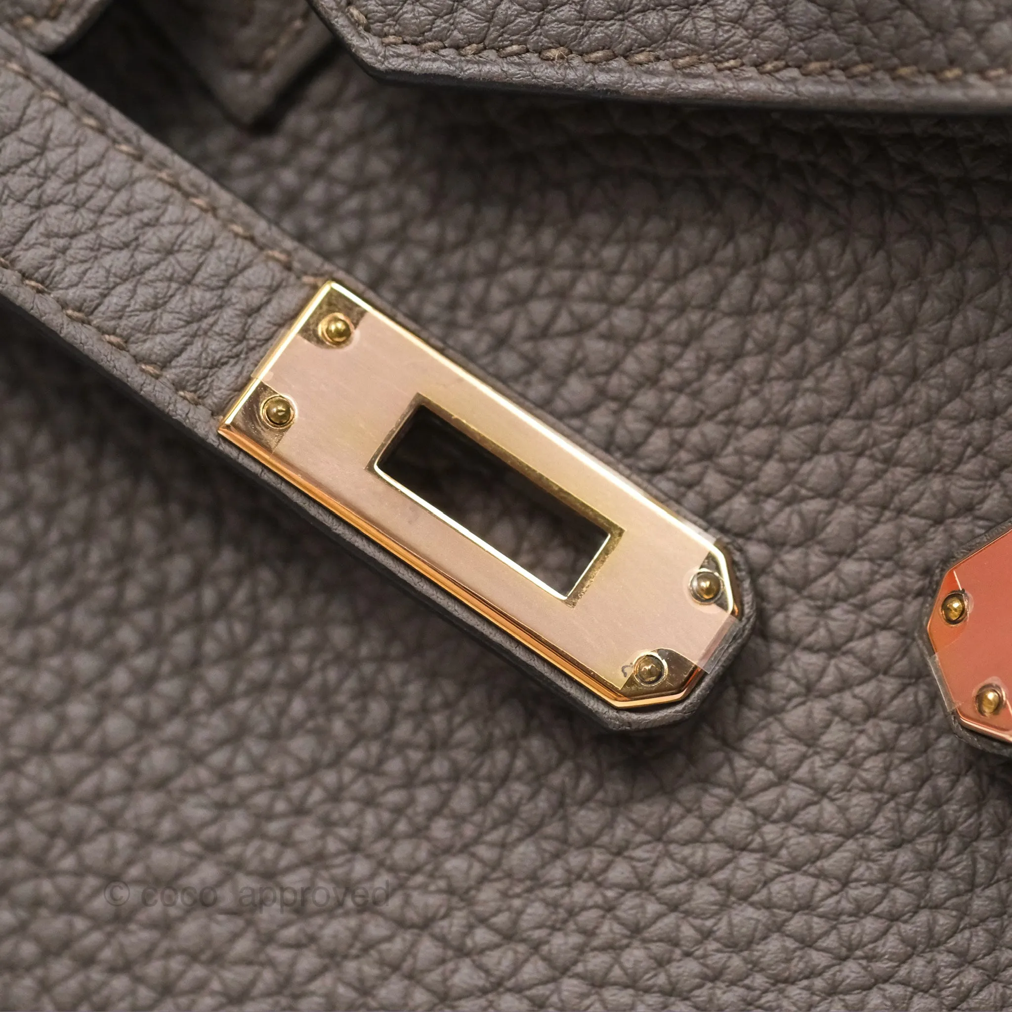 Hermes Birkin 25 Retourne Etain 8F Togo Gold Hardware