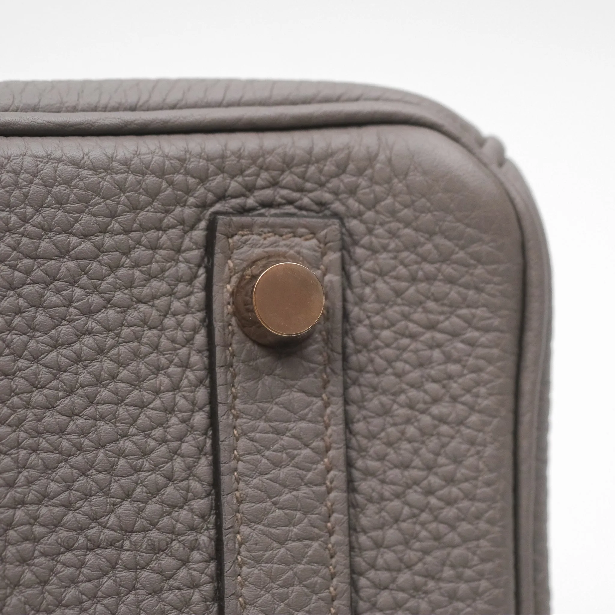 Hermes Birkin 25 Retourne Etain 8F Togo Gold Hardware