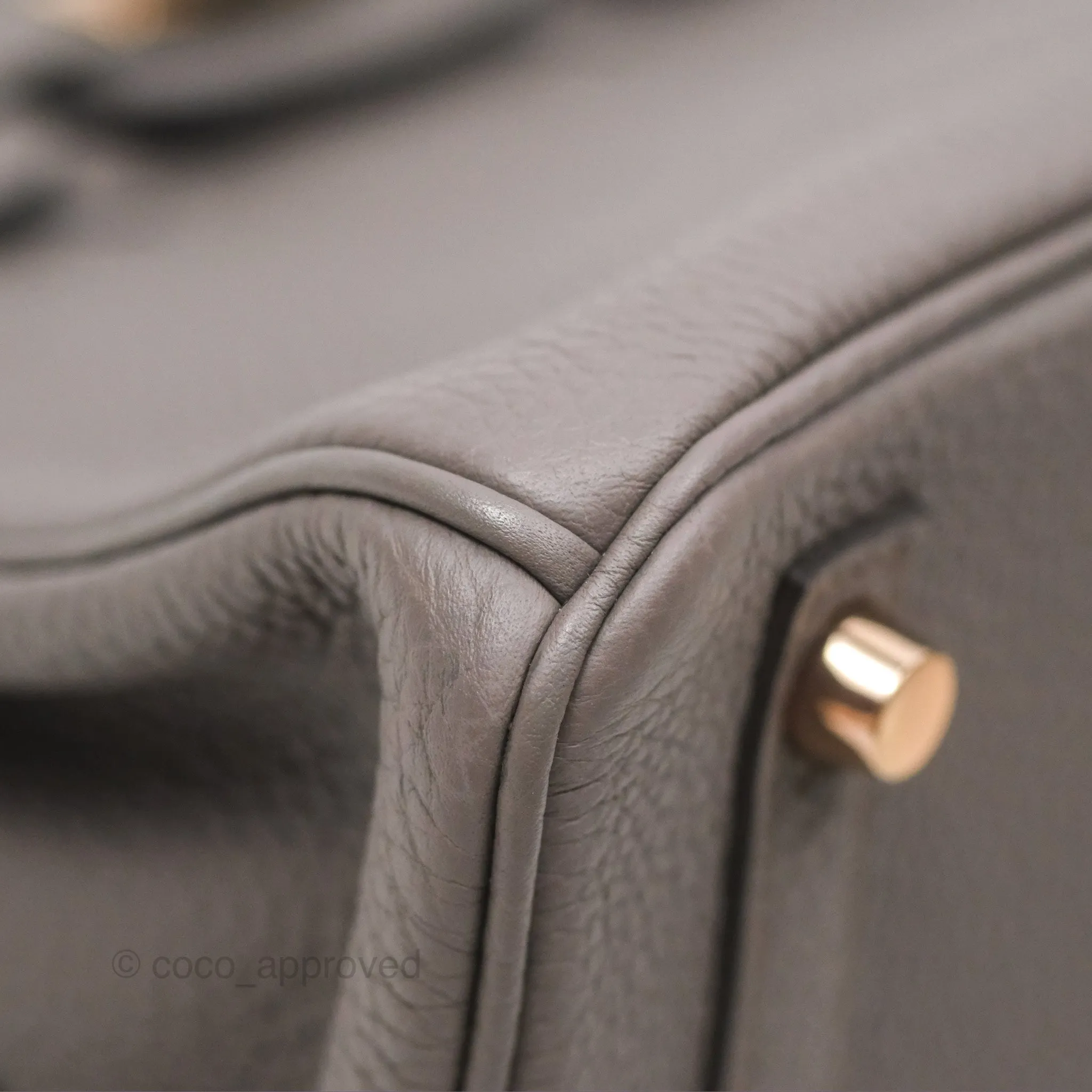 Hermes Birkin 25 Retourne Etain 8F Togo Gold Hardware