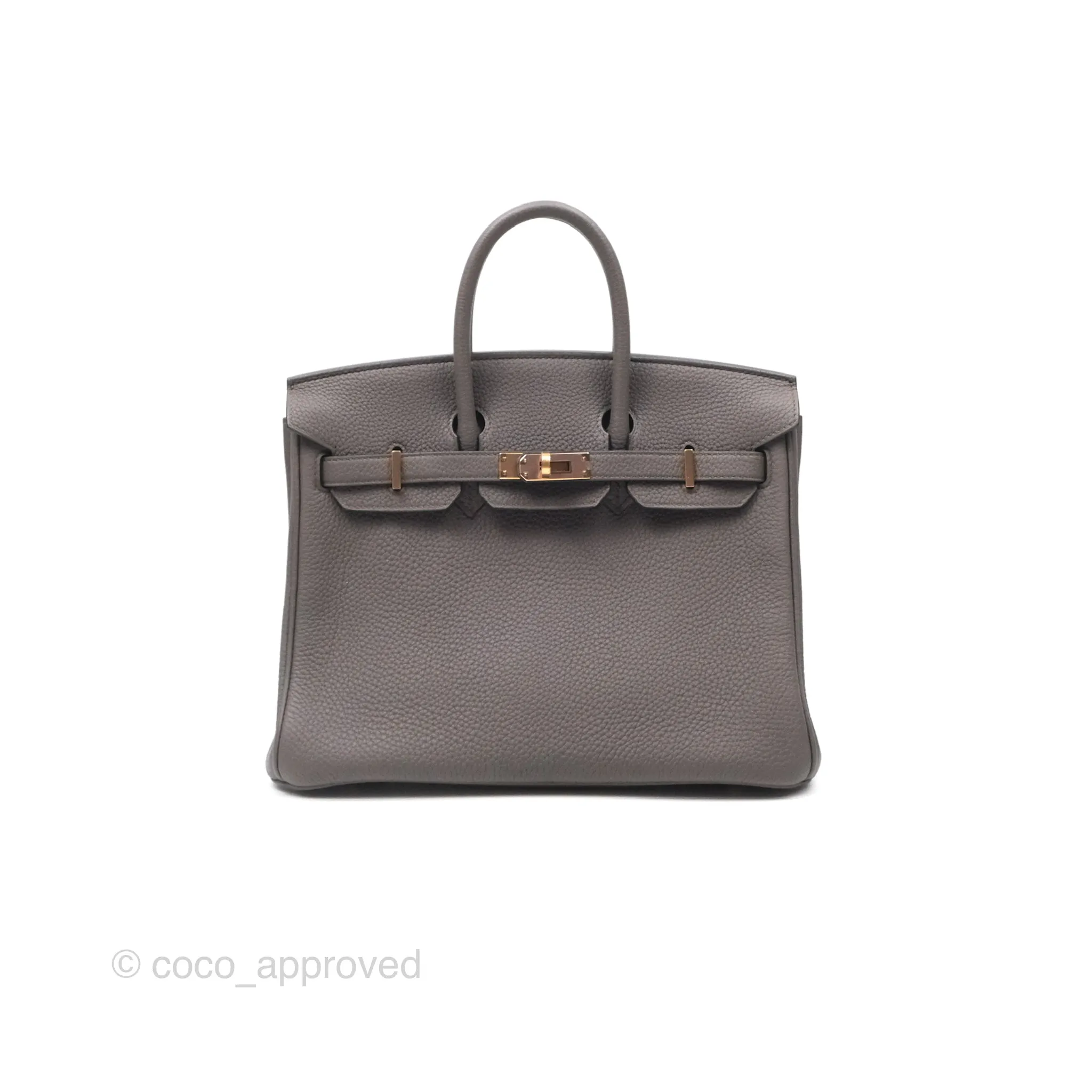 Hermes Birkin 25 Retourne Etain 8F Togo Gold Hardware