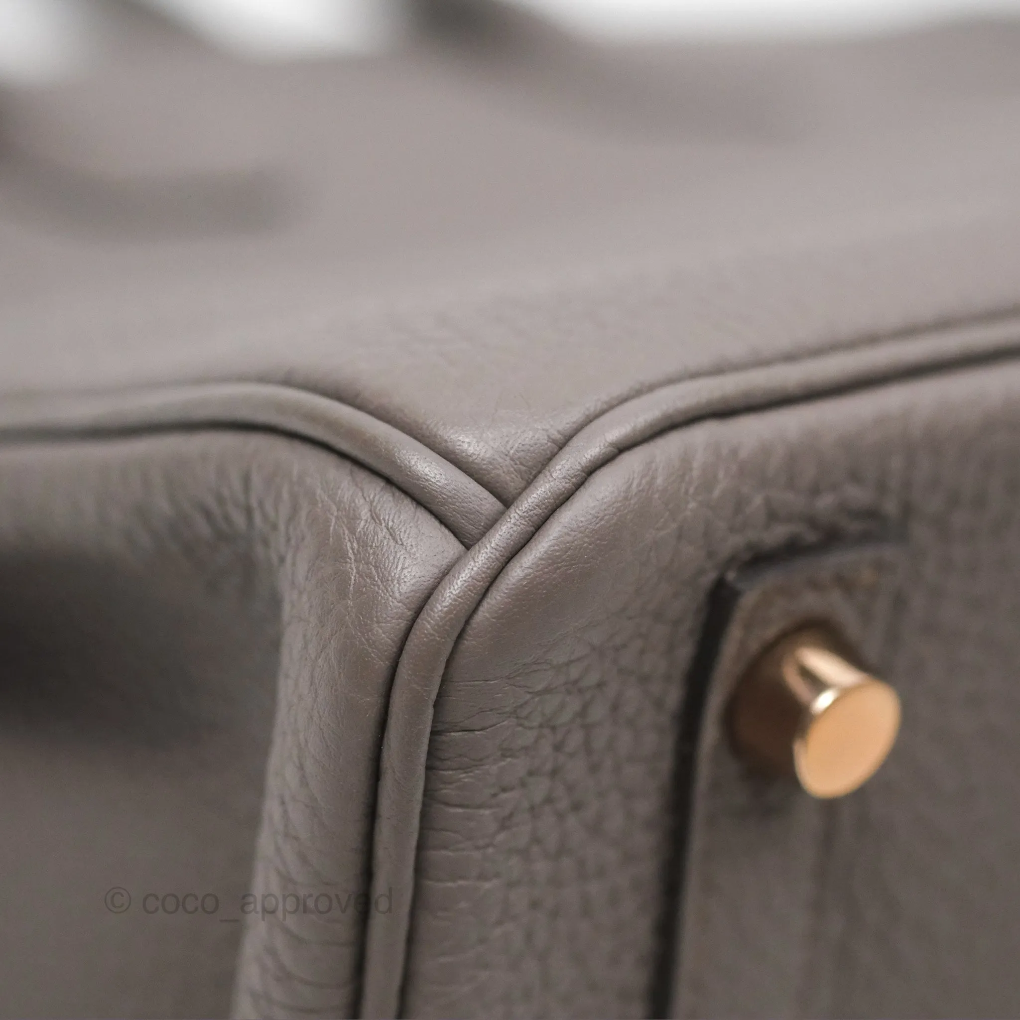 Hermes Birkin 25 Retourne Etain 8F Togo Gold Hardware