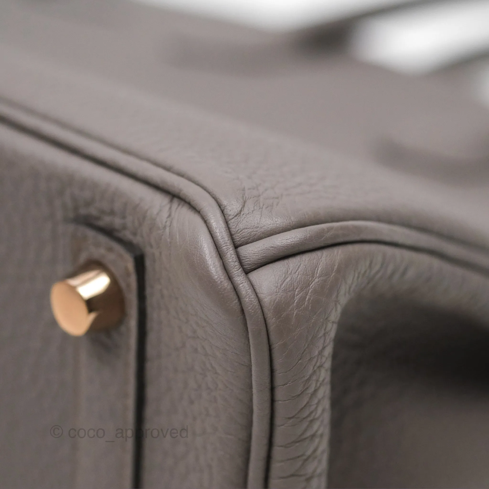 Hermes Birkin 25 Retourne Etain 8F Togo Gold Hardware