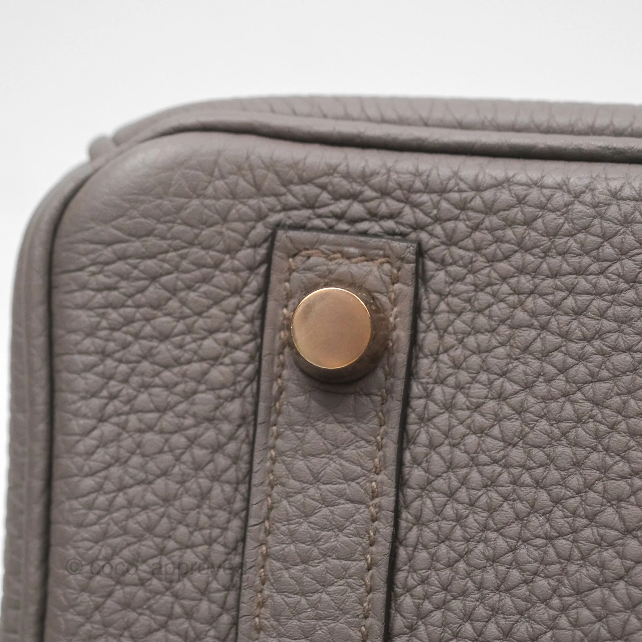 Hermes Birkin 25 Retourne Etain 8F Togo Gold Hardware