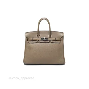 Hermes Birkin 25 Retourne Etoupe 18 Clemence Palladium Hardware