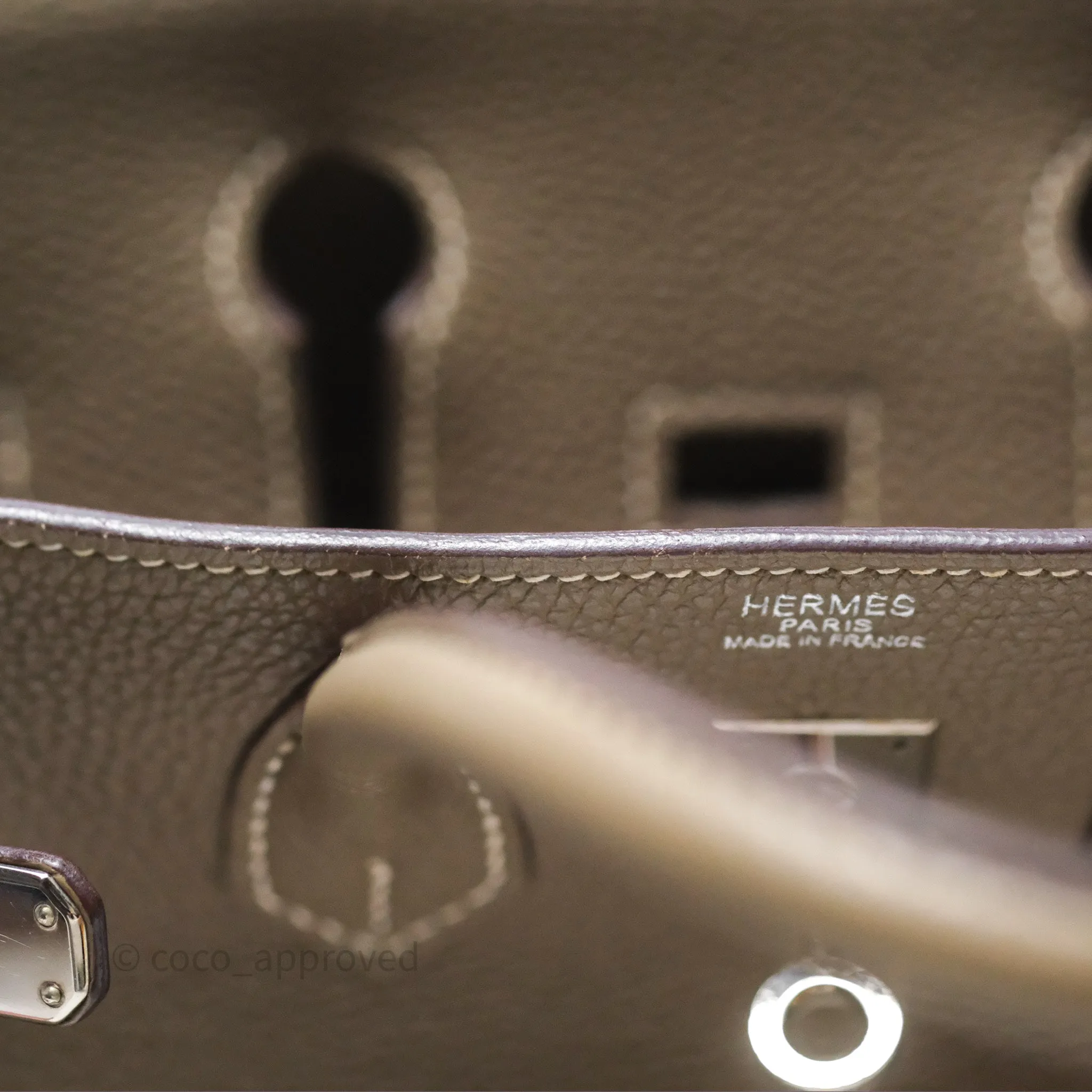 Hermes Birkin 25 Retourne Etoupe 18 Clemence Palladium Hardware