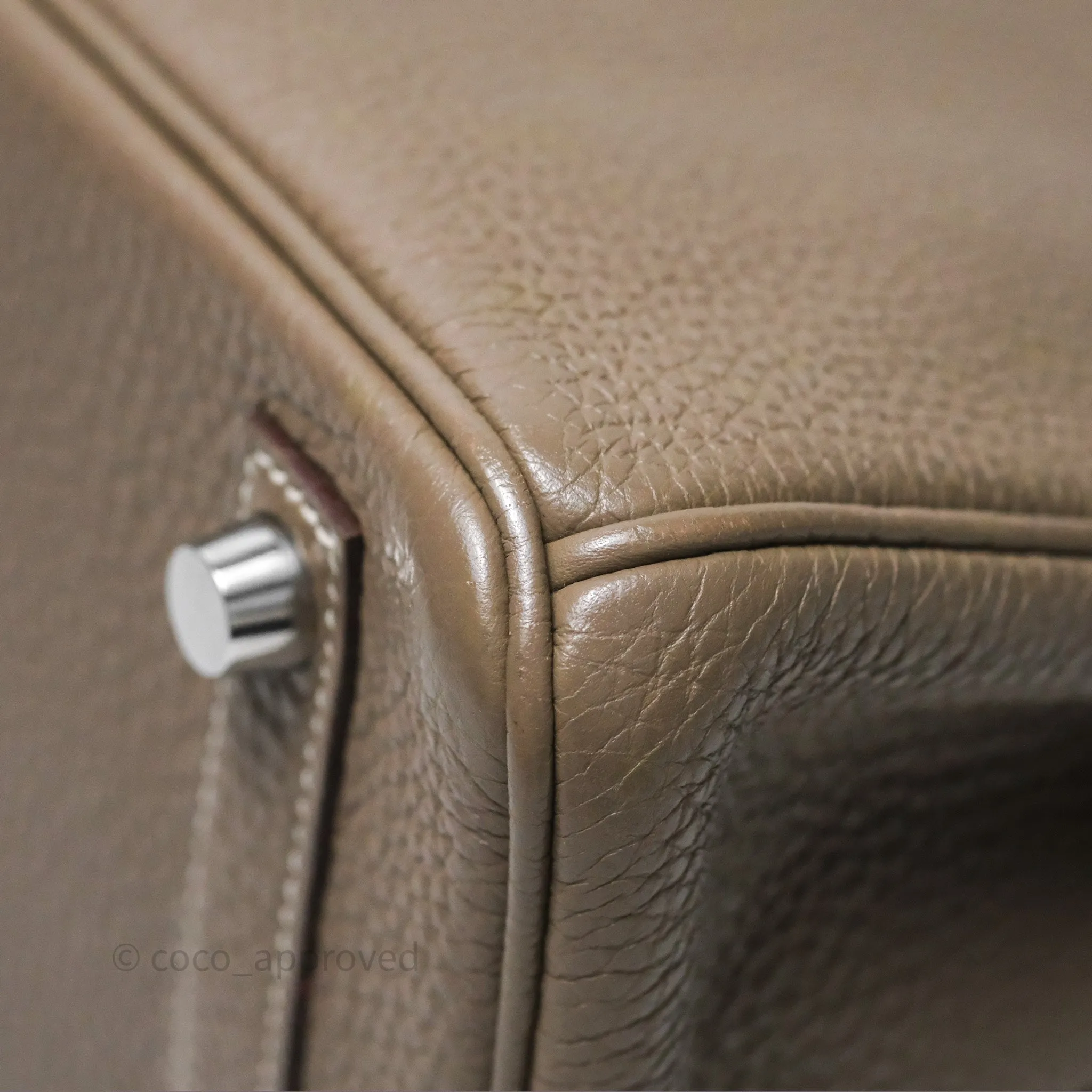 Hermes Birkin 25 Retourne Etoupe 18 Clemence Palladium Hardware