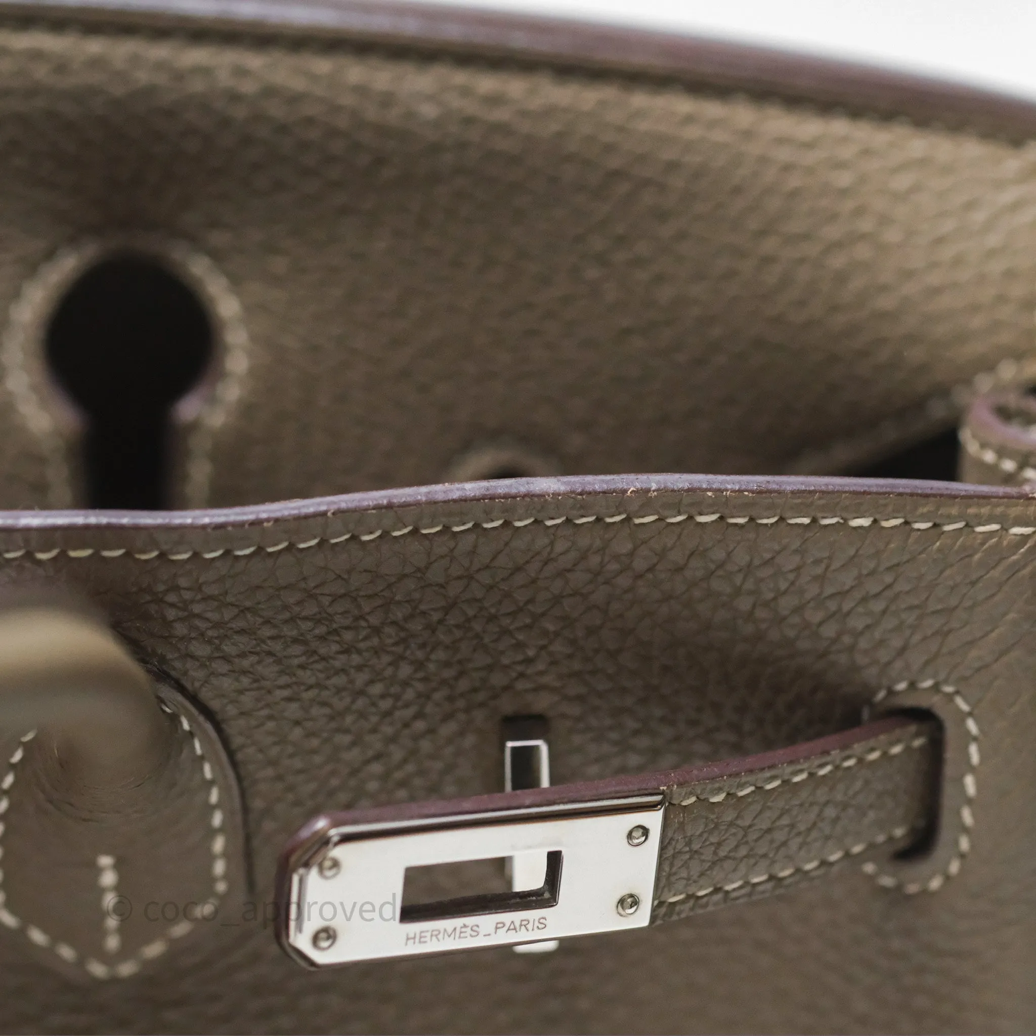 Hermes Birkin 25 Retourne Etoupe 18 Clemence Palladium Hardware