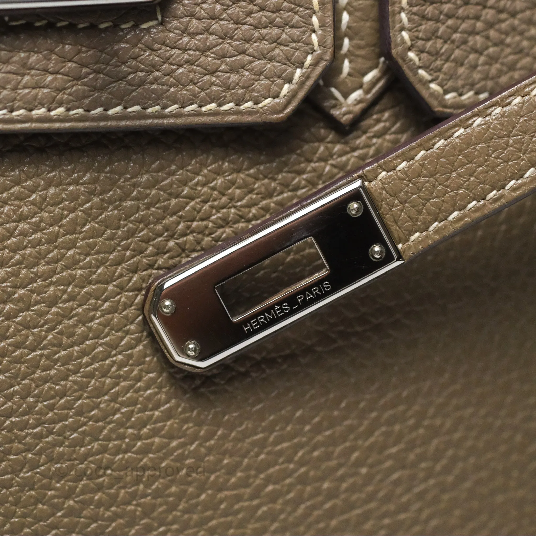 Hermes Birkin 25 Retourne Etoupe 18 Clemence Palladium Hardware