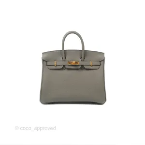 Hermes Birkin 25 Retourne Gris Meyer 0L Togo Gold Hardware
