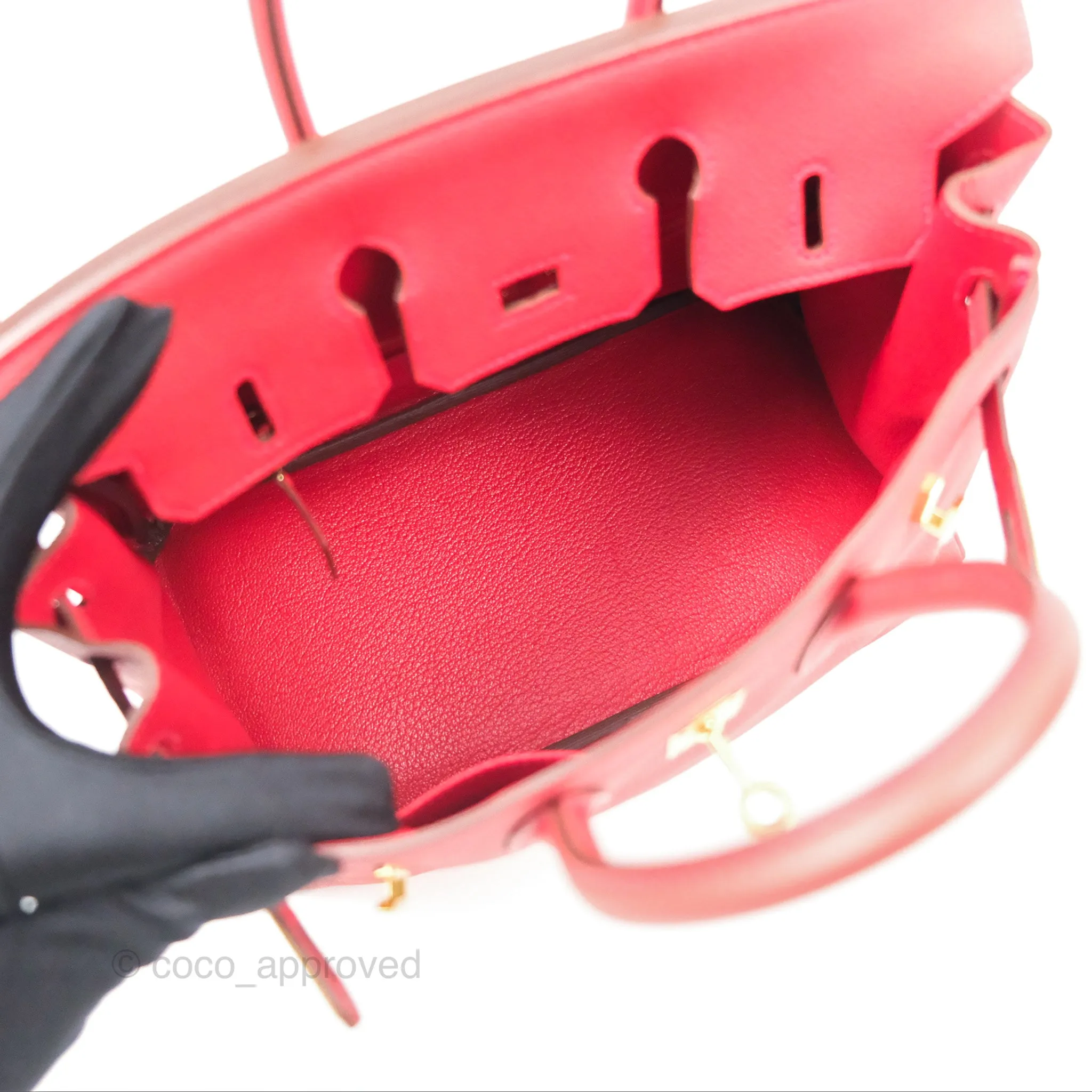 Hermes Birkin 25 Retourne Red Togo Gold Hardware