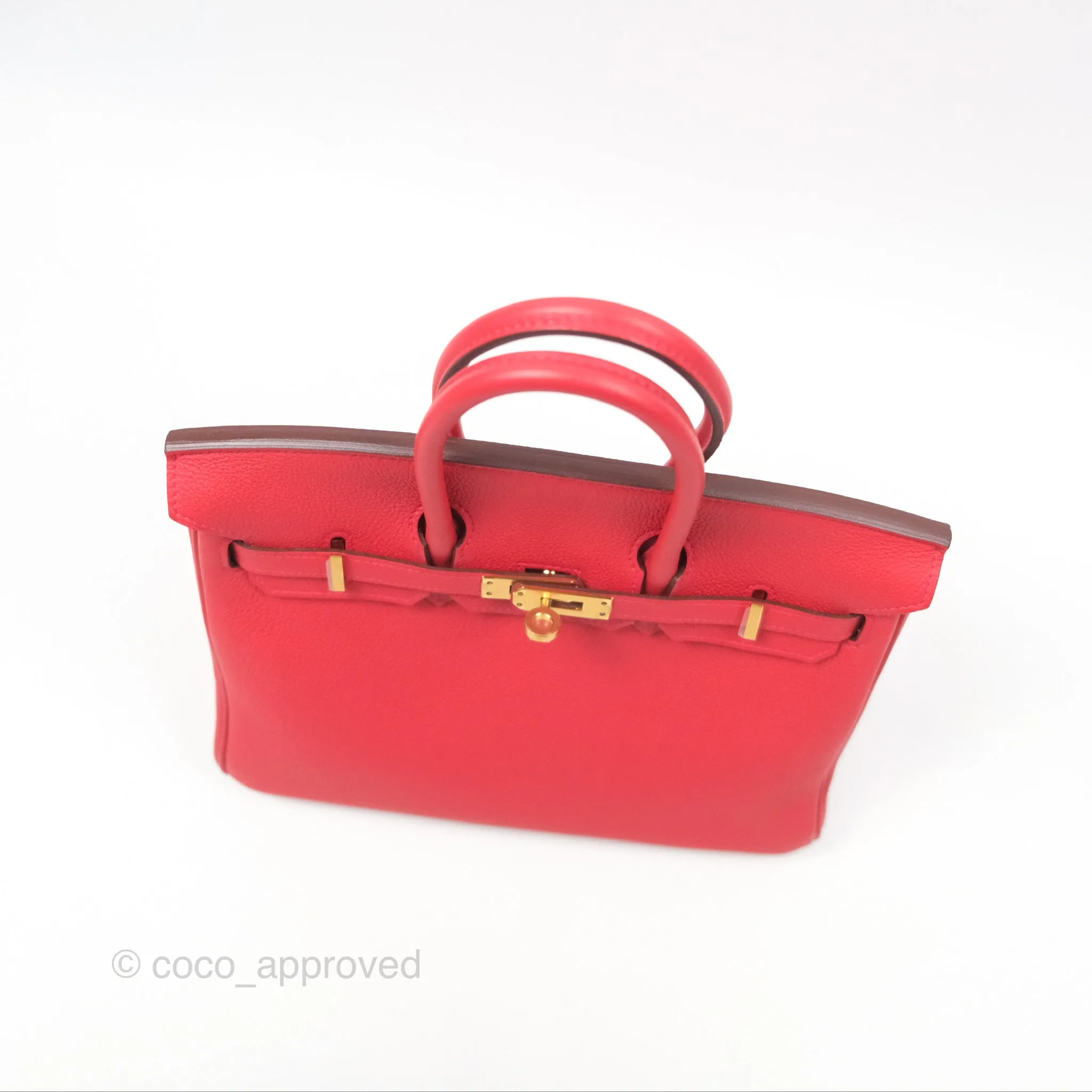 Hermes Birkin 25 Retourne Red Togo Gold Hardware