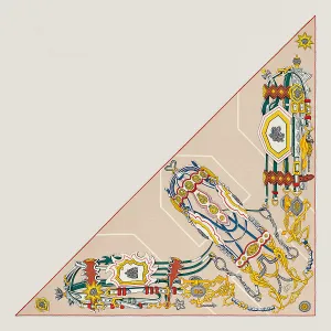 Hermes Brides et Destin Giant Triangle Scarf 94x188cm Cashmere Silk