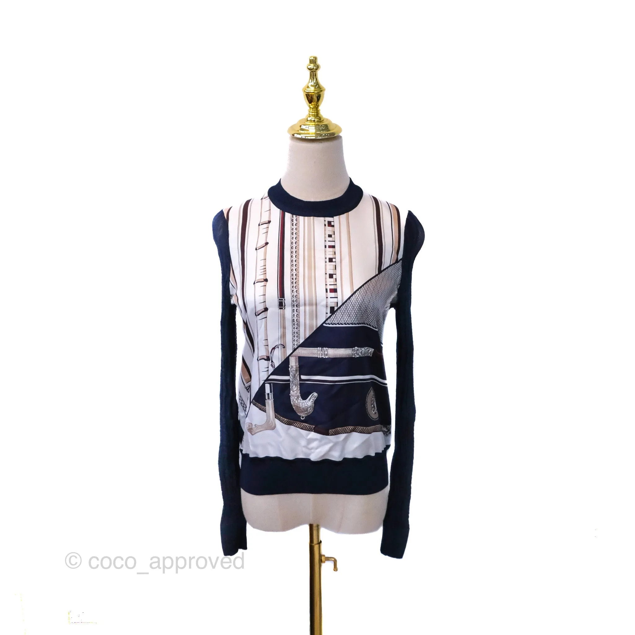 Hermes Cannes et Cannes Long-sleeve Twillaine Sweater Size 34