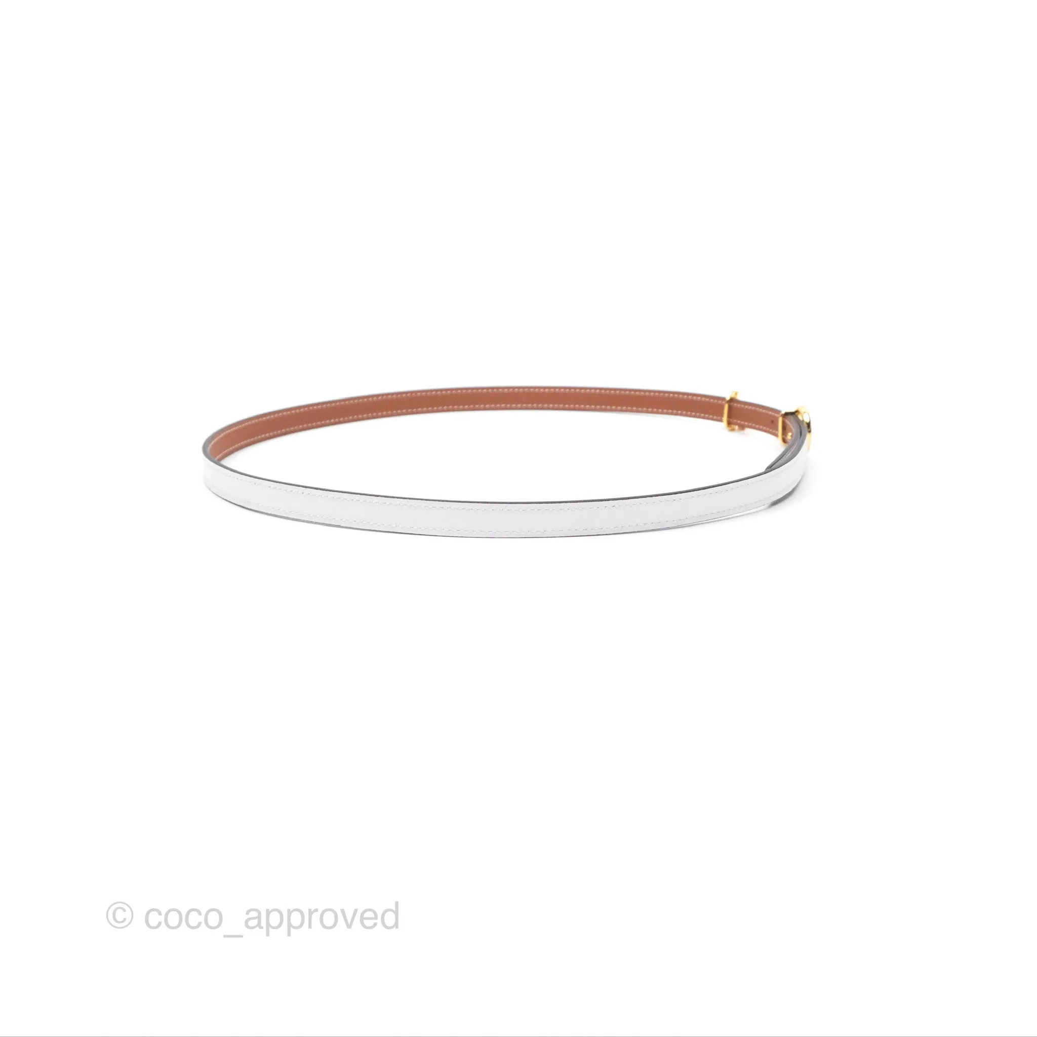 Hermes Carrousel Belt Buckle & Reversible Leather Strap 13mm Gold / Blanc