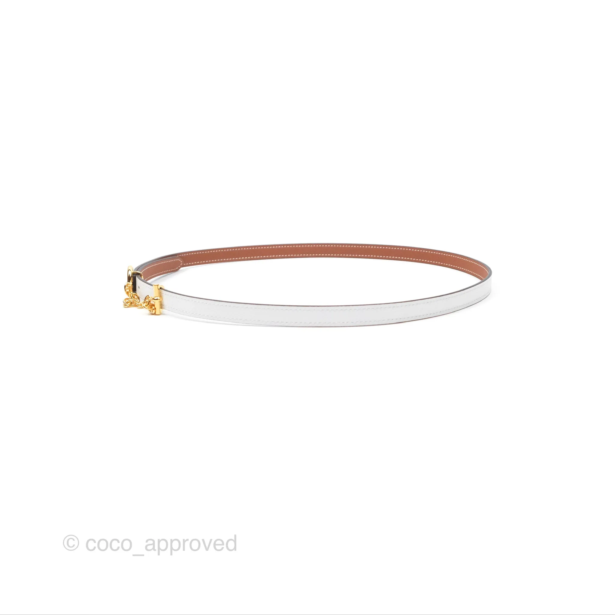 Hermes Carrousel Belt Buckle & Reversible Leather Strap 13mm Gold / Blanc